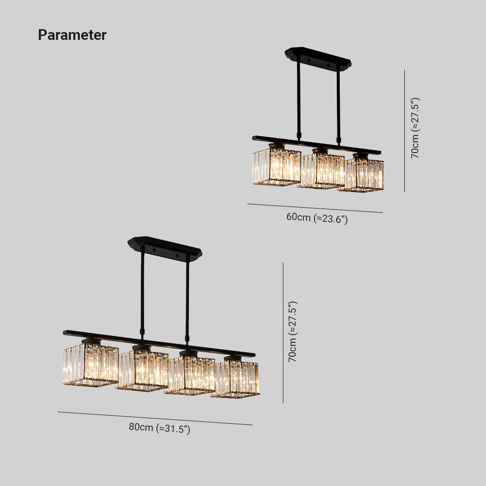 Kristy cristal Square lampă suspendată, negru & auriu, 3/4 surse de lumină