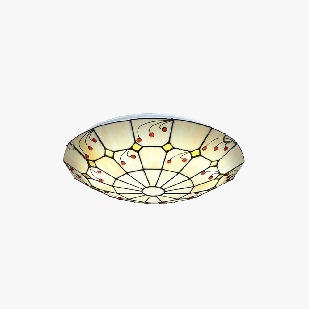 Tiffany plafonieră aplicată albă din sticlă, rustică, pentru bucătărie