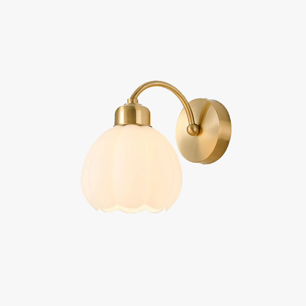 Valentina Nordic floare oglindă sticlă metal aplică de perete, auriu/Ivory, în culoare albă