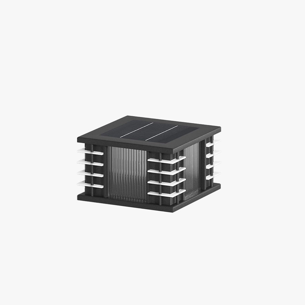 Ray lampadar modern Pătrat din metal și sticlă Solar pentru exterior, negru