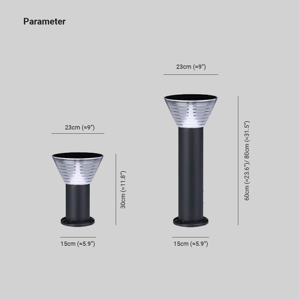 Ray modern Conical Solar Outdoor Bollard Light, negru