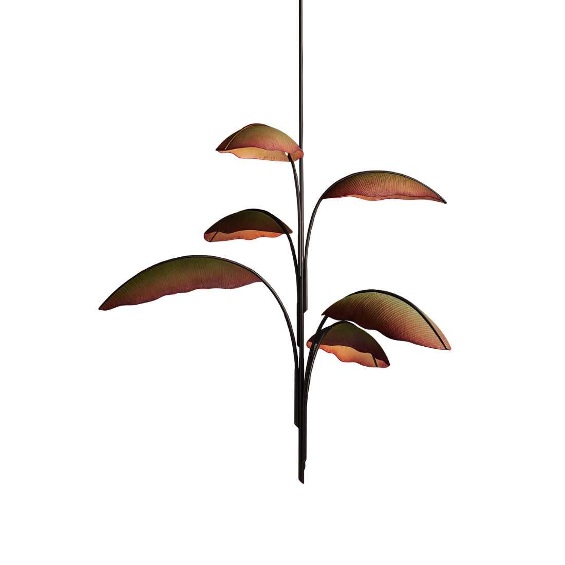 Rauduvyu candelabru negru din metal, modern, minimalist, cu frunze