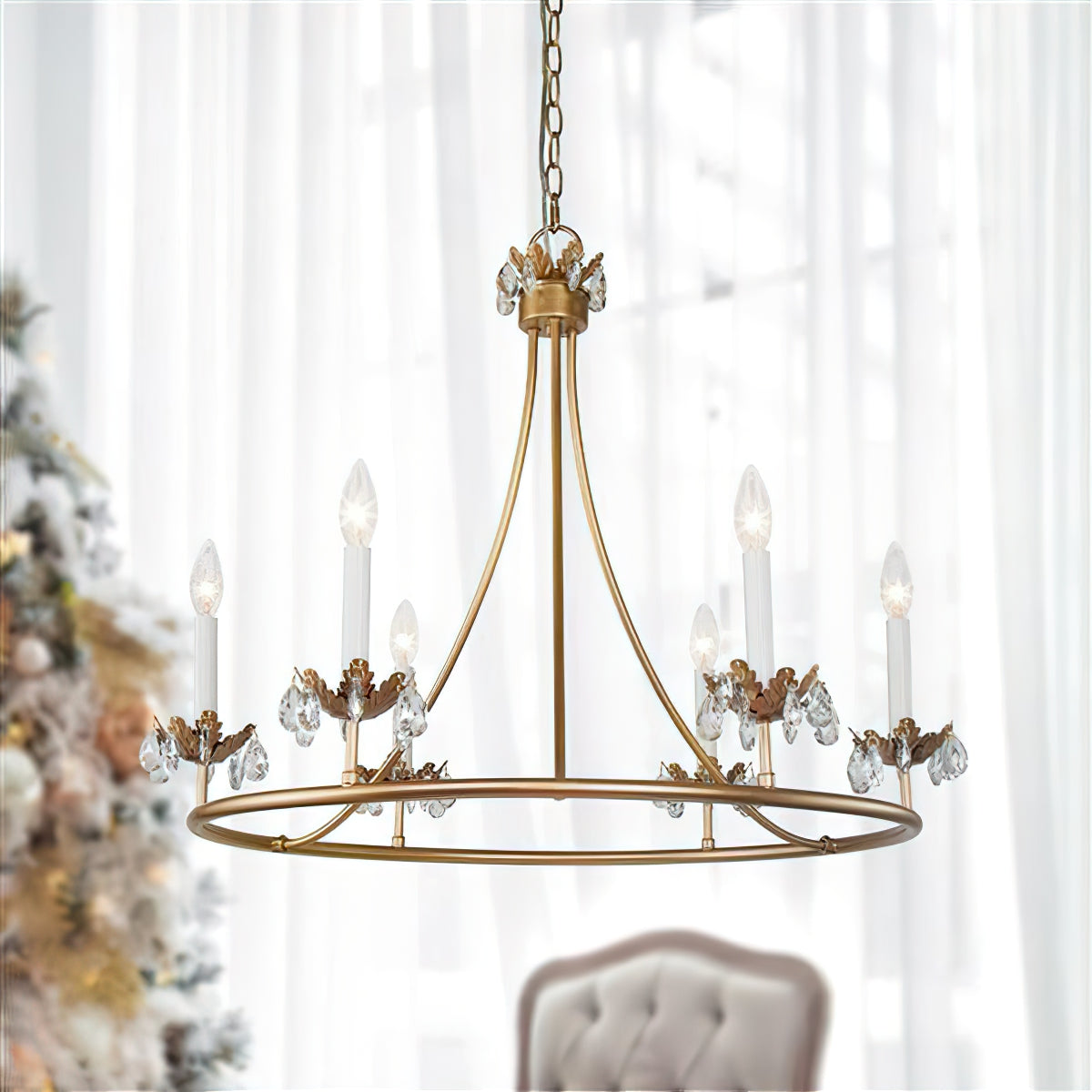 Yrvuvyh candelabru din alamă și cristal, vintage, industrial, de lux