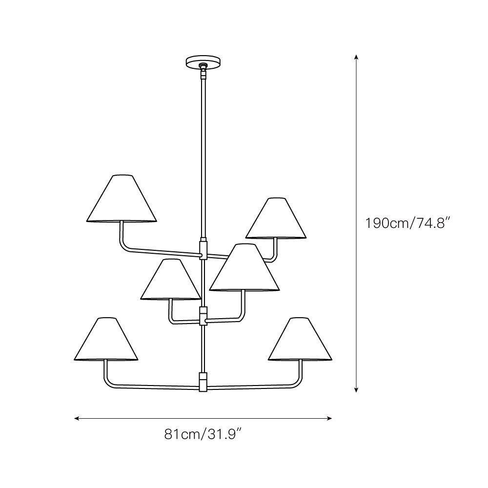 Zoruvyh candelabru cu trei niveluri în stil vintage industrial, corp metalic și țesătură