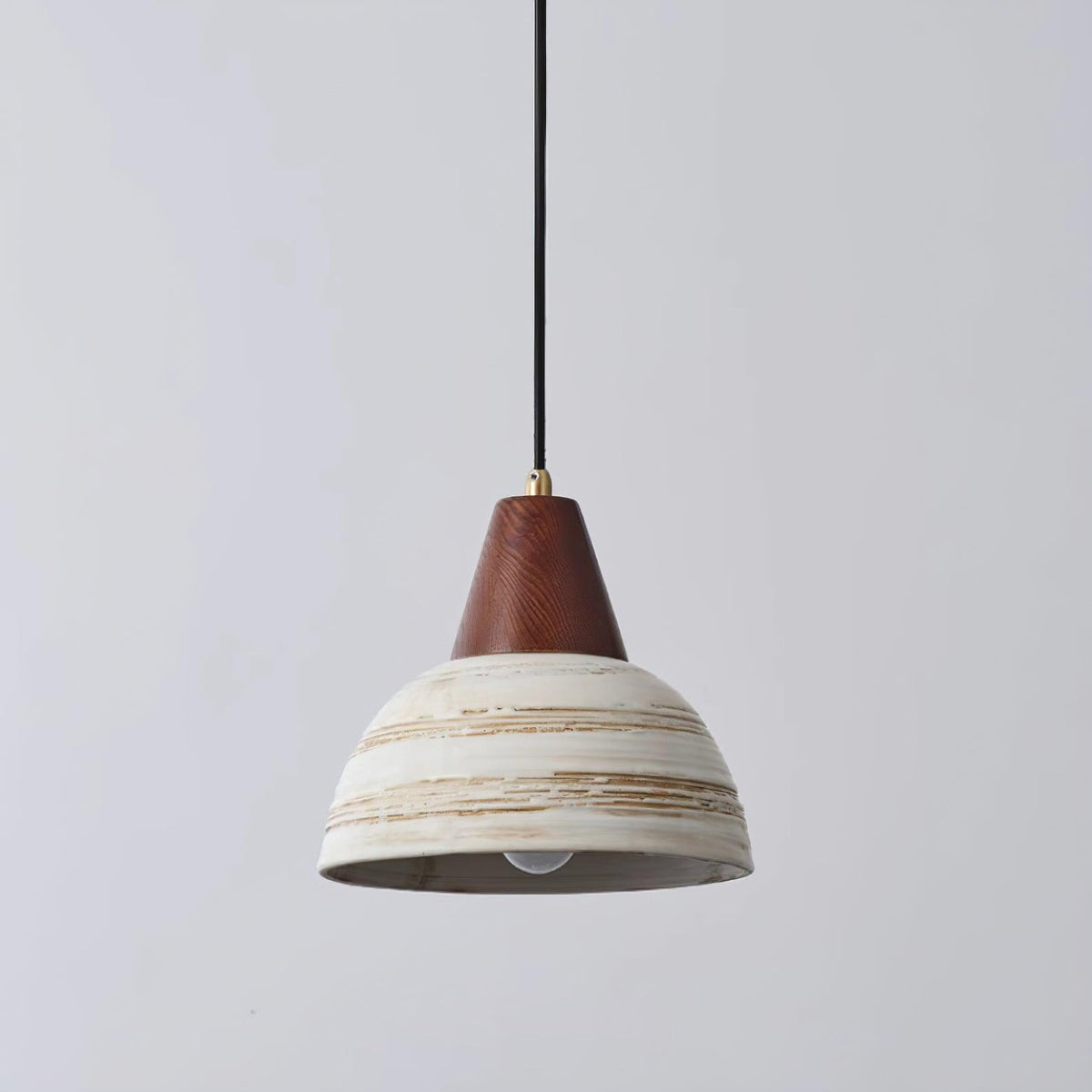Lampă suspendată cu abajur din ceramică texturat, conic, minimalist nordic