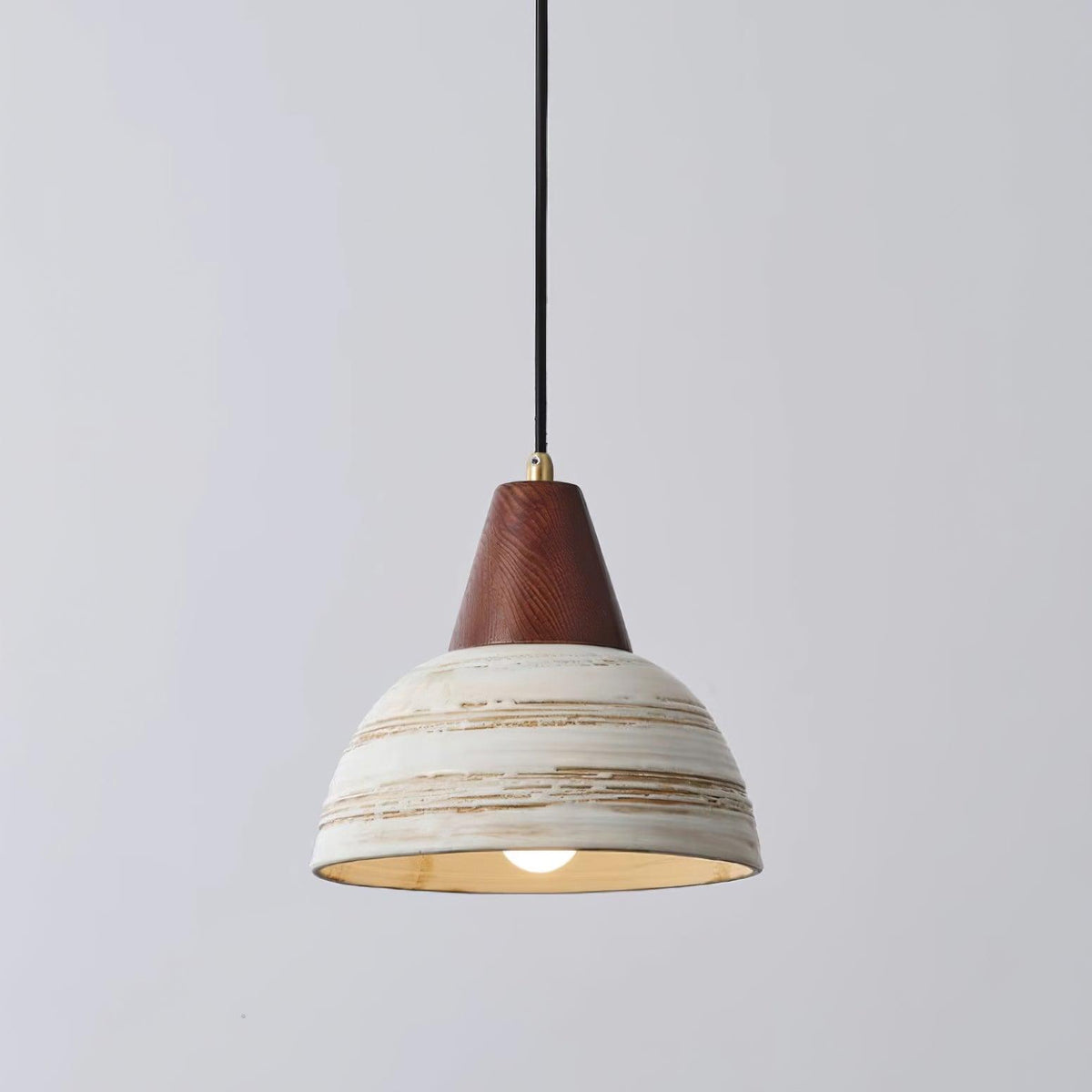 Lampă suspendată cu abajur din ceramică texturat, conic, minimalist nordic