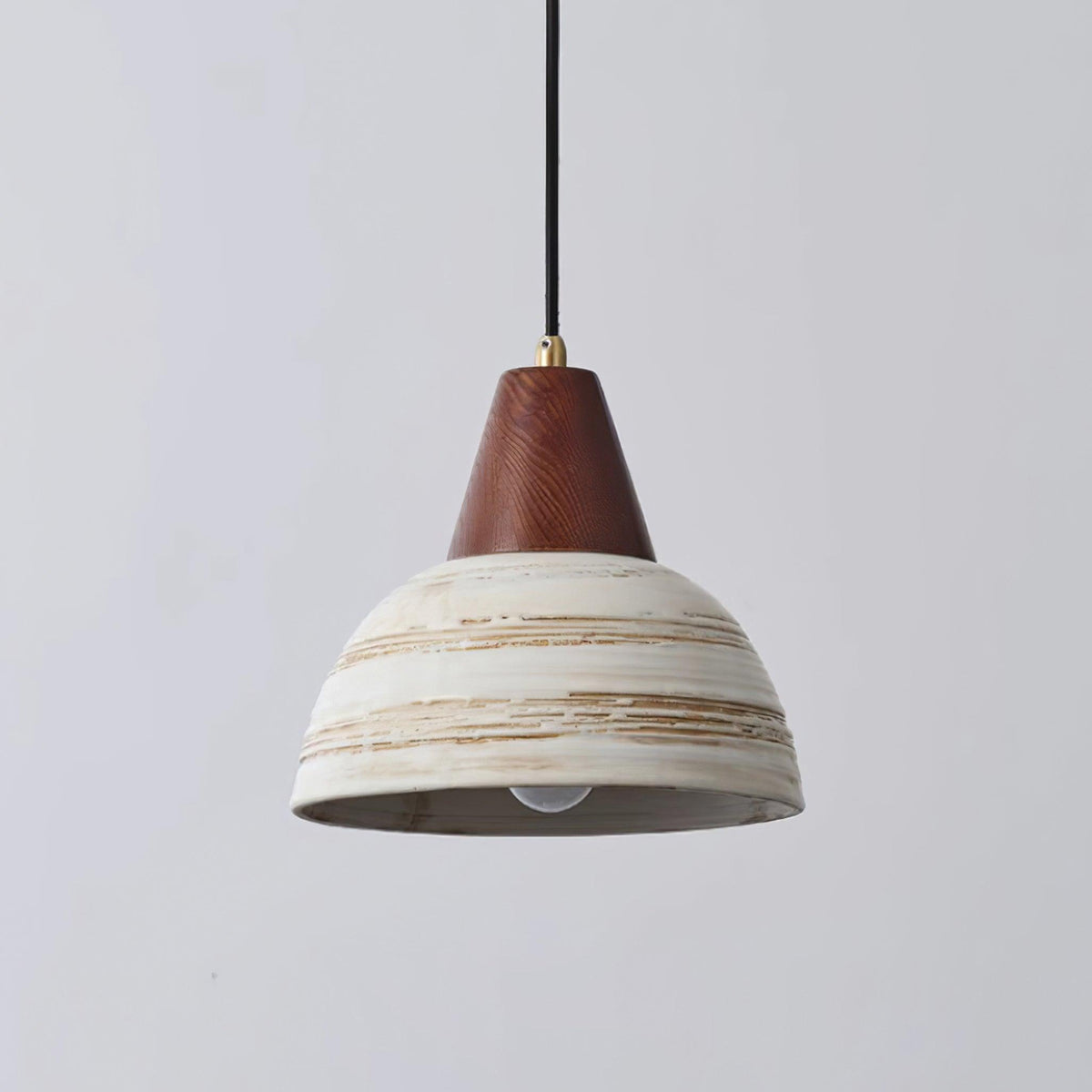 Lampă suspendată cu abajur din ceramică texturat, conic, minimalist nordic