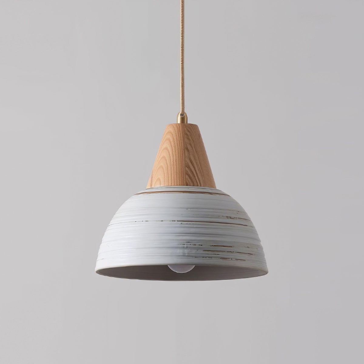 Lampă suspendată cu abajur din ceramică texturat, conic, minimalist nordic