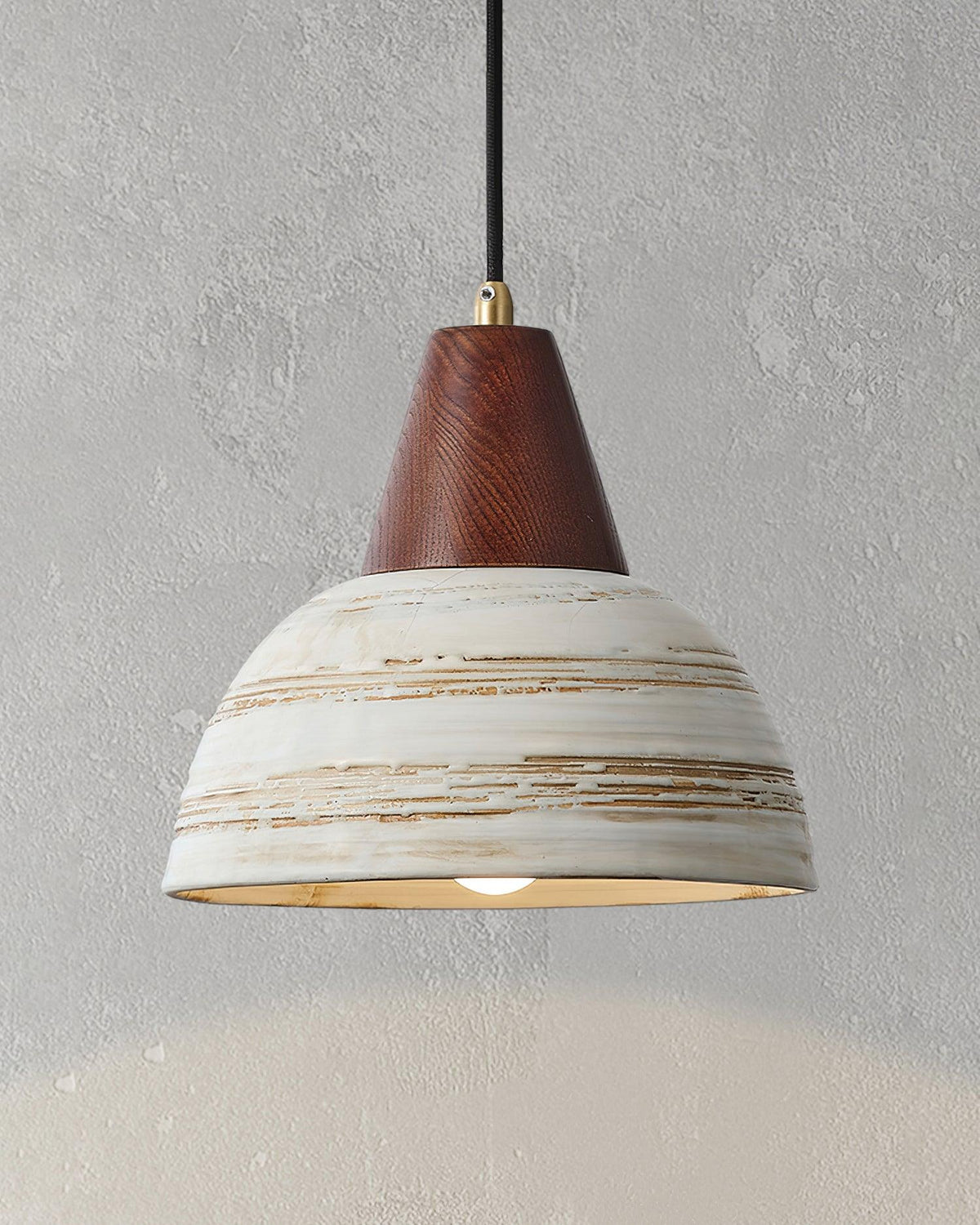Lampă suspendată cu abajur din ceramică texturat, conic, minimalist nordic