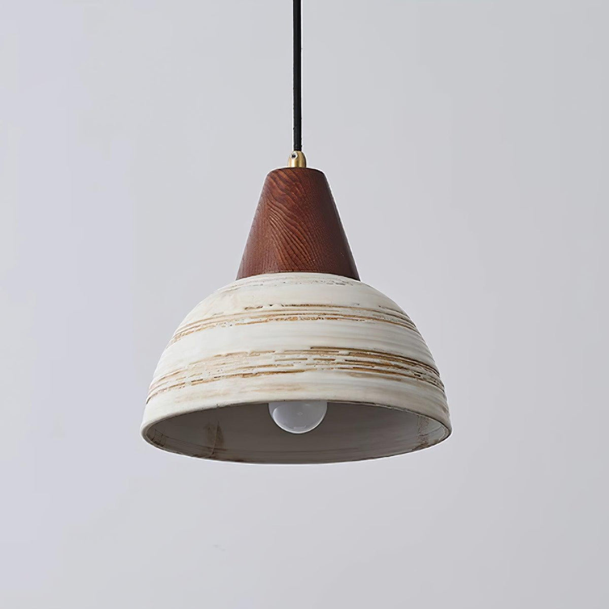 Lampă suspendată cu abajur din ceramică texturat, conic, minimalist nordic