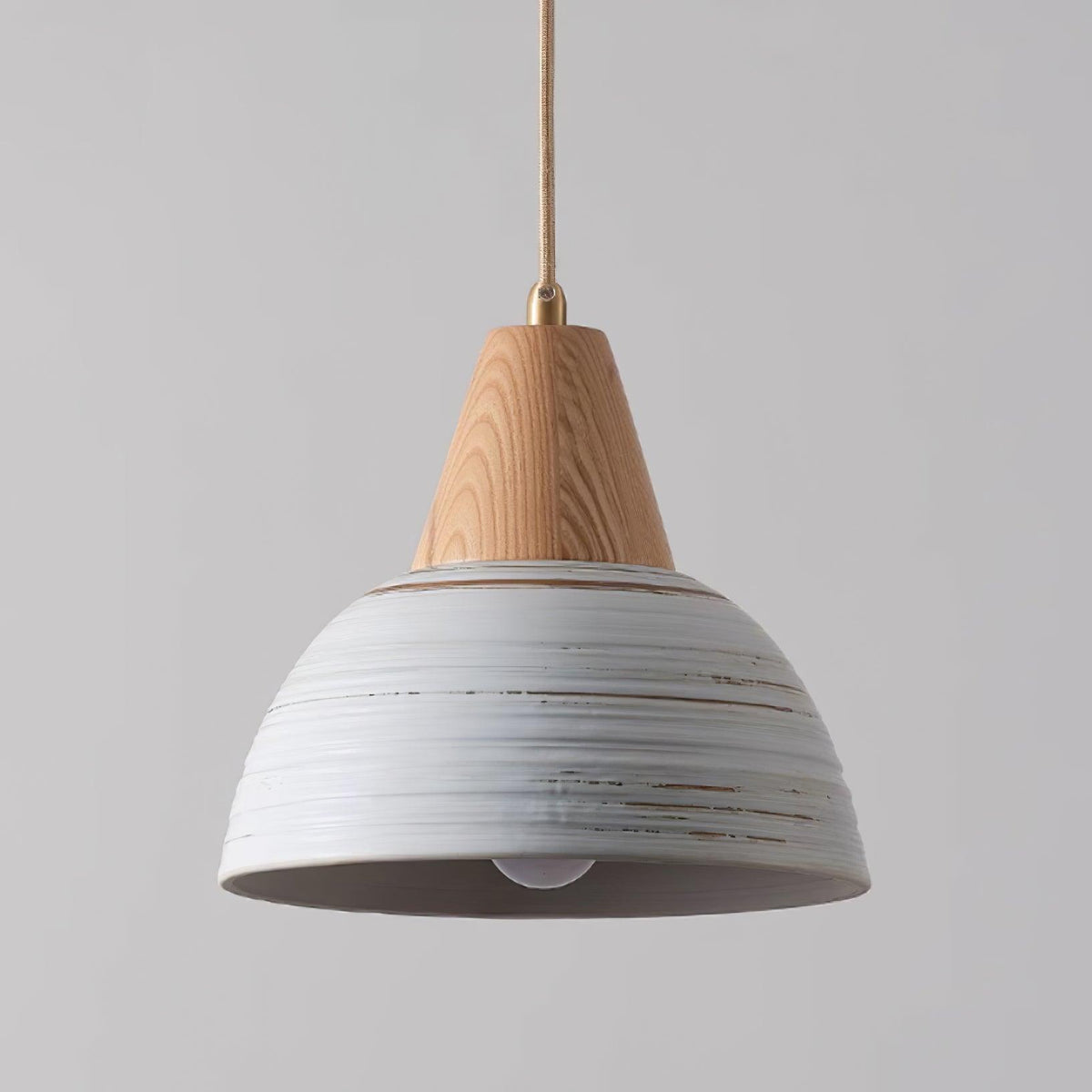 Lampă suspendată cu abajur din ceramică texturat, conic, minimalist nordic