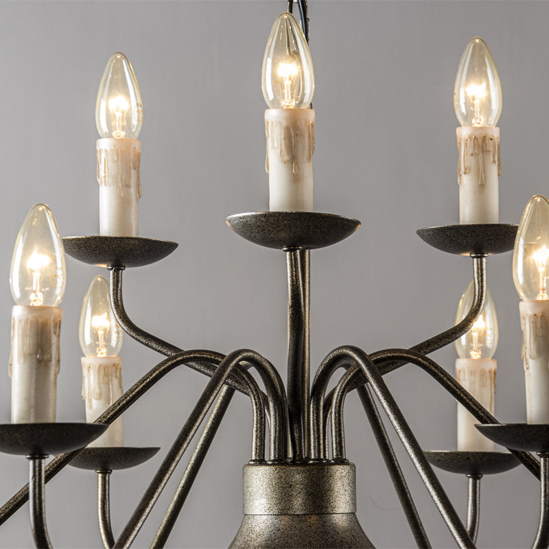 Blikuvyu candelabru din alamă și metal, vintage, industrial