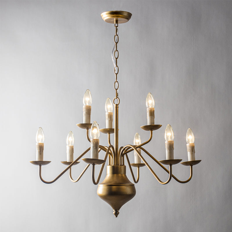 Blikuvyu candelabru din alamă și metal, vintage, industrial