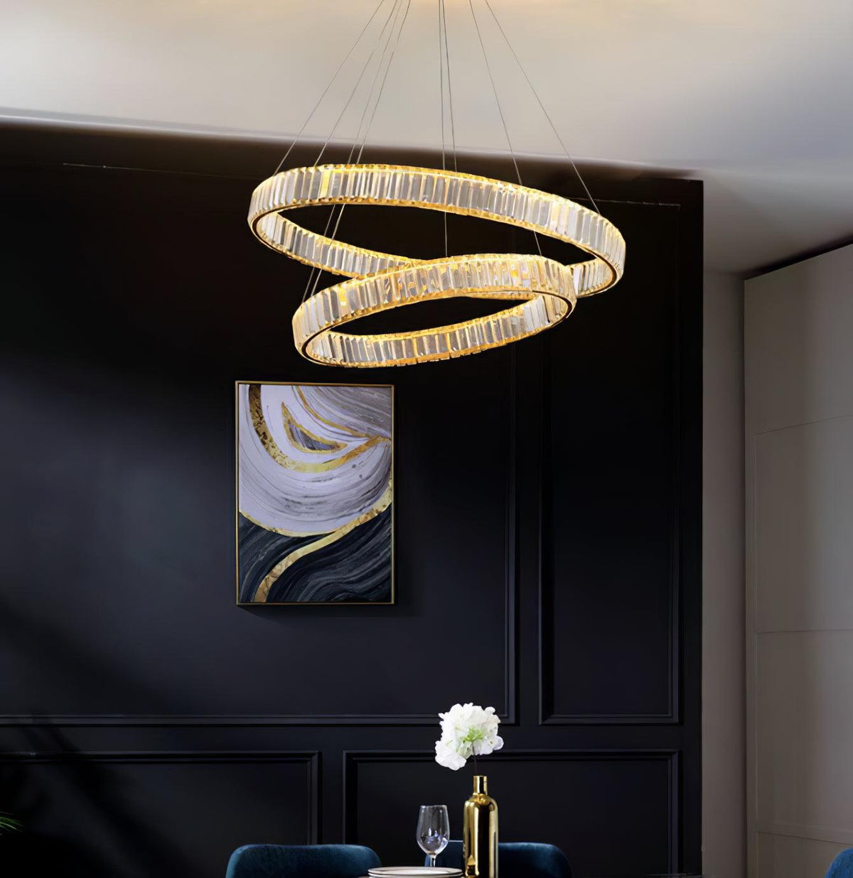 Cyrirelle candelabru auriu din cristal, în formă de inel