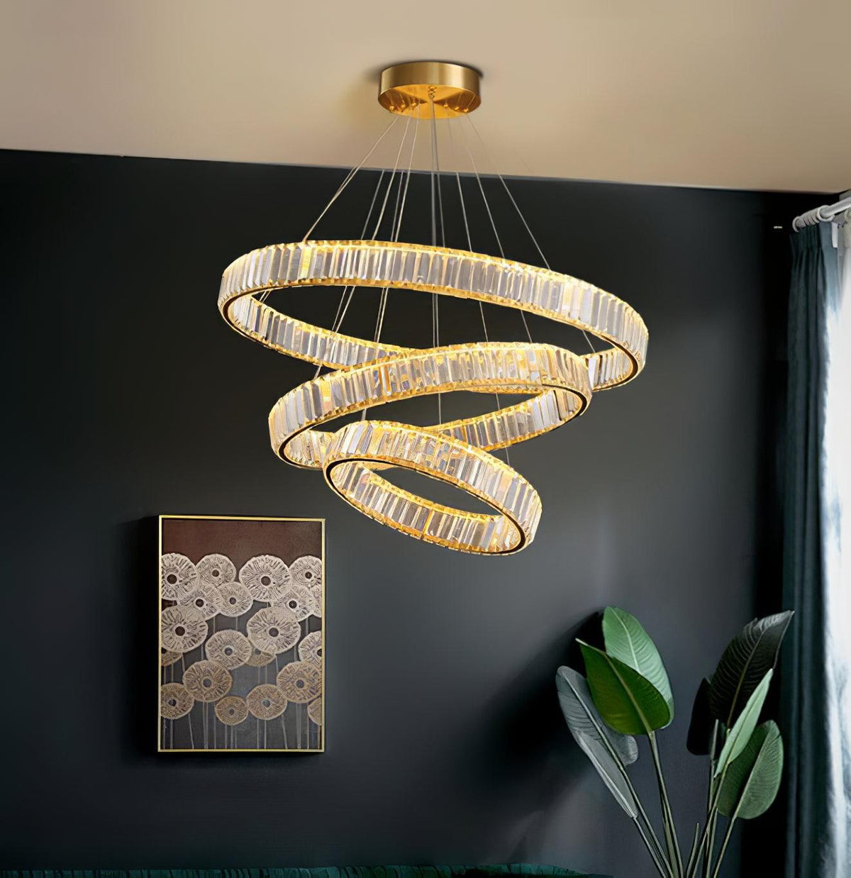 Cyrirelle candelabru auriu din cristal, în formă de inel