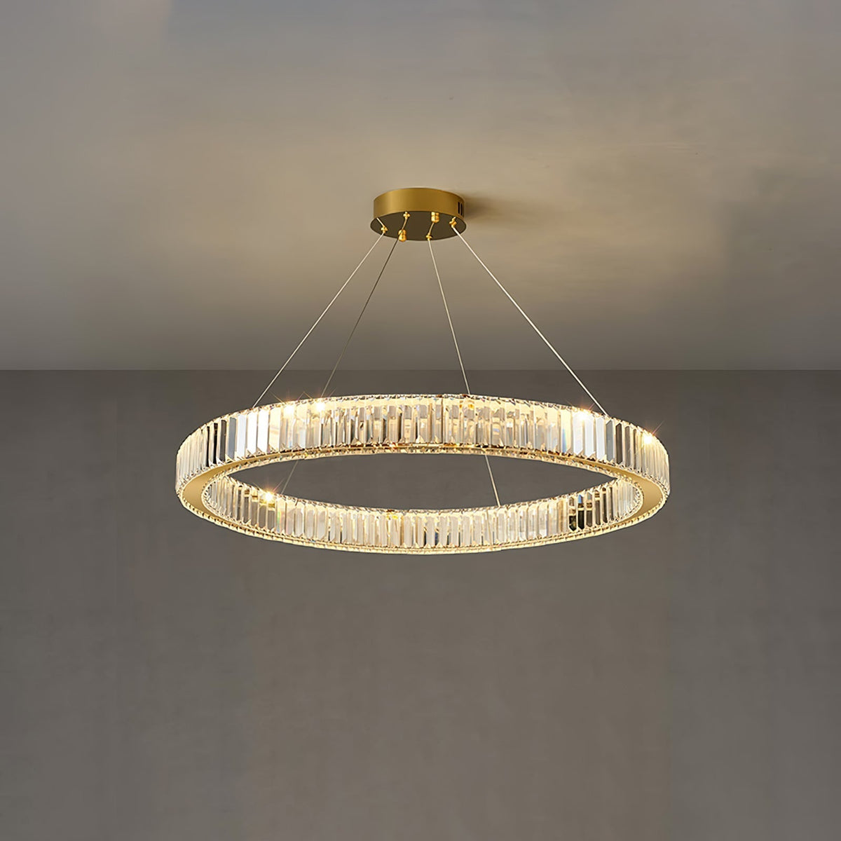 Cyrirelle candelabru auriu din cristal, în formă de inel