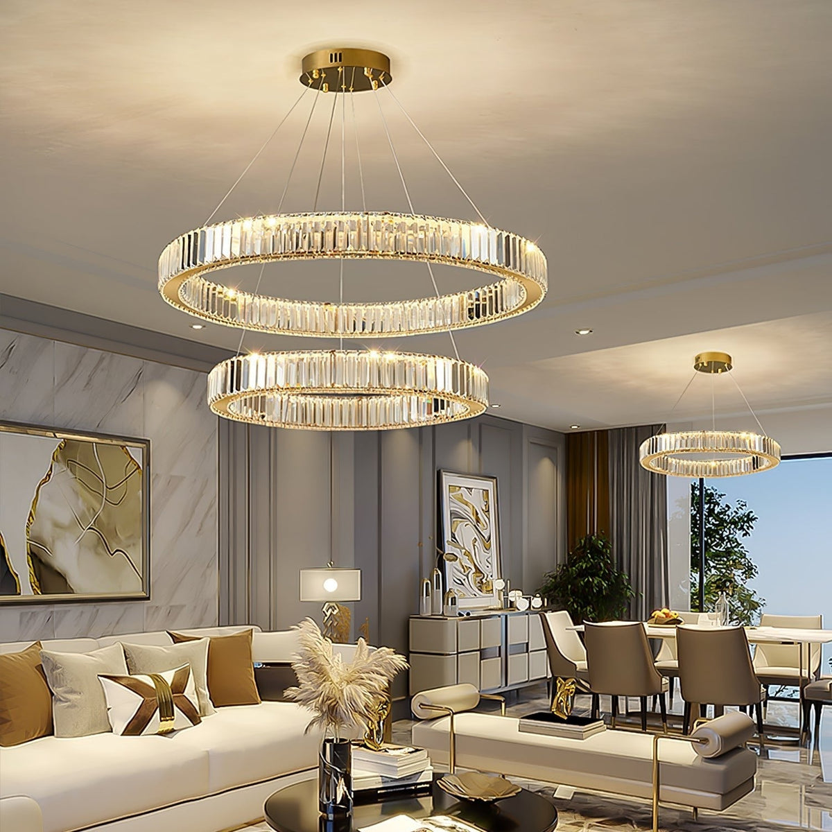 Cyrirelle candelabru auriu din cristal, în formă de inel