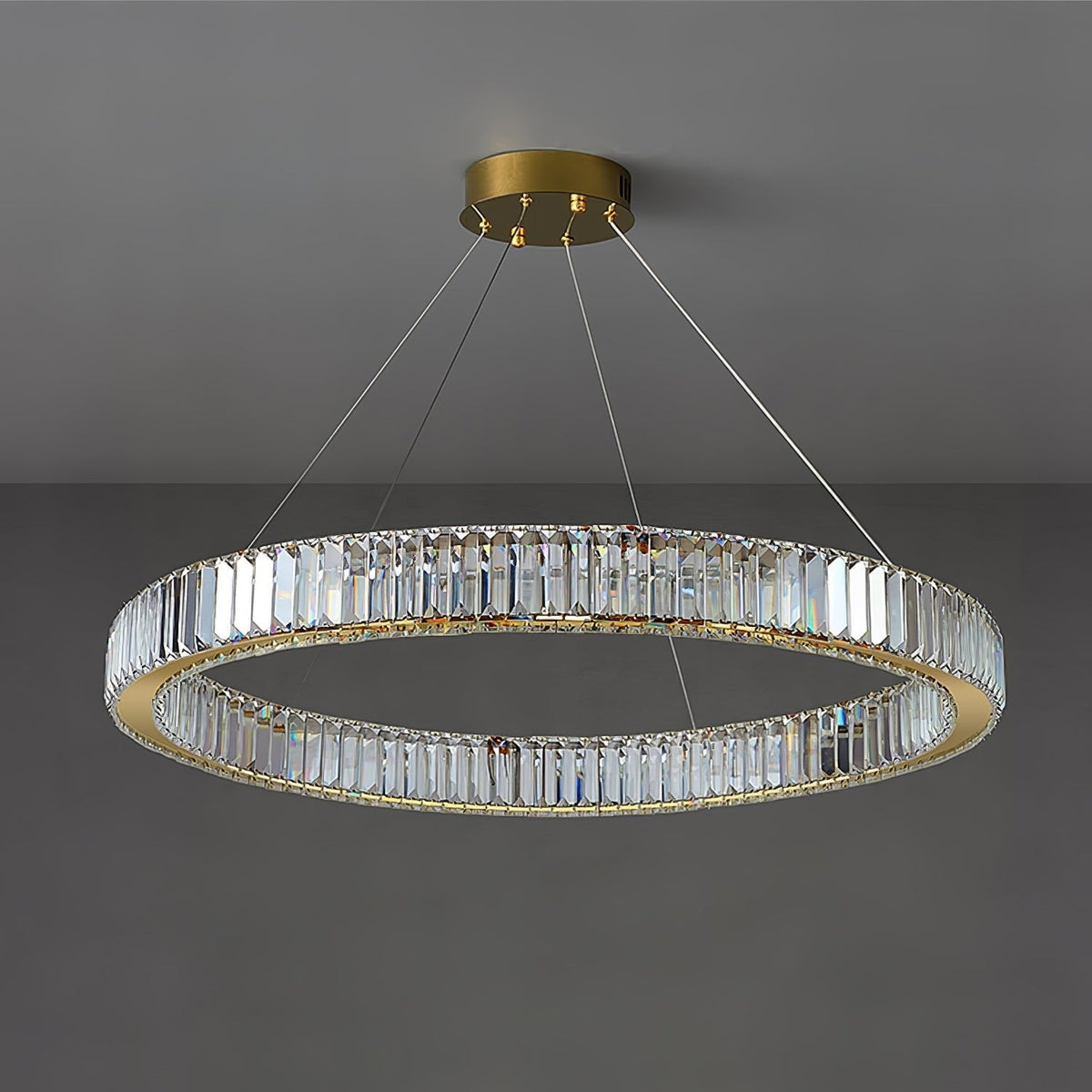 Cyrirelle candelabru auriu din cristal, în formă de inel