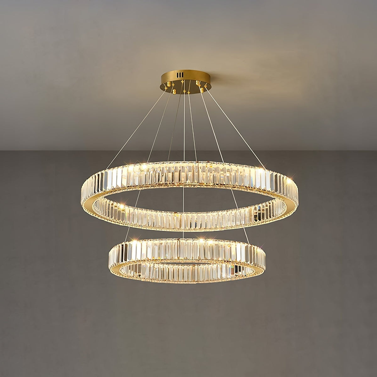 Cyrirelle candelabru auriu din cristal, în formă de inel