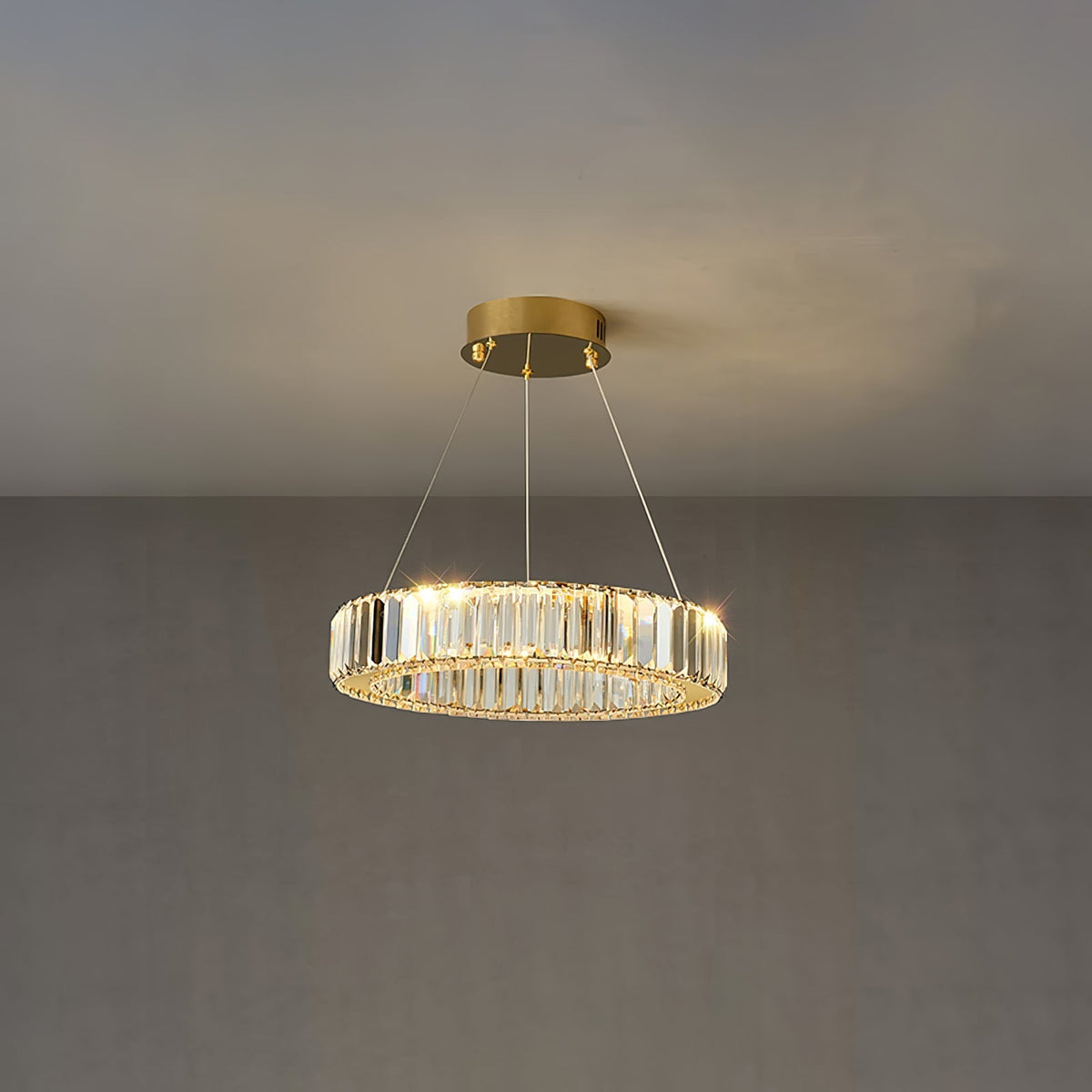 Cyrirelle candelabru auriu din cristal, în formă de inel