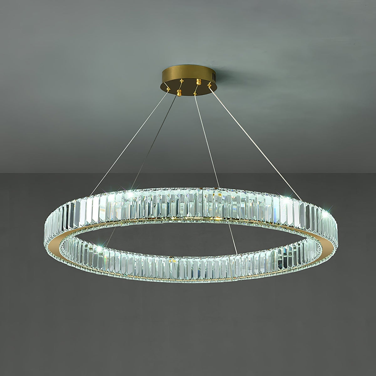 Cyrirelle candelabru auriu din cristal, în formă de inel