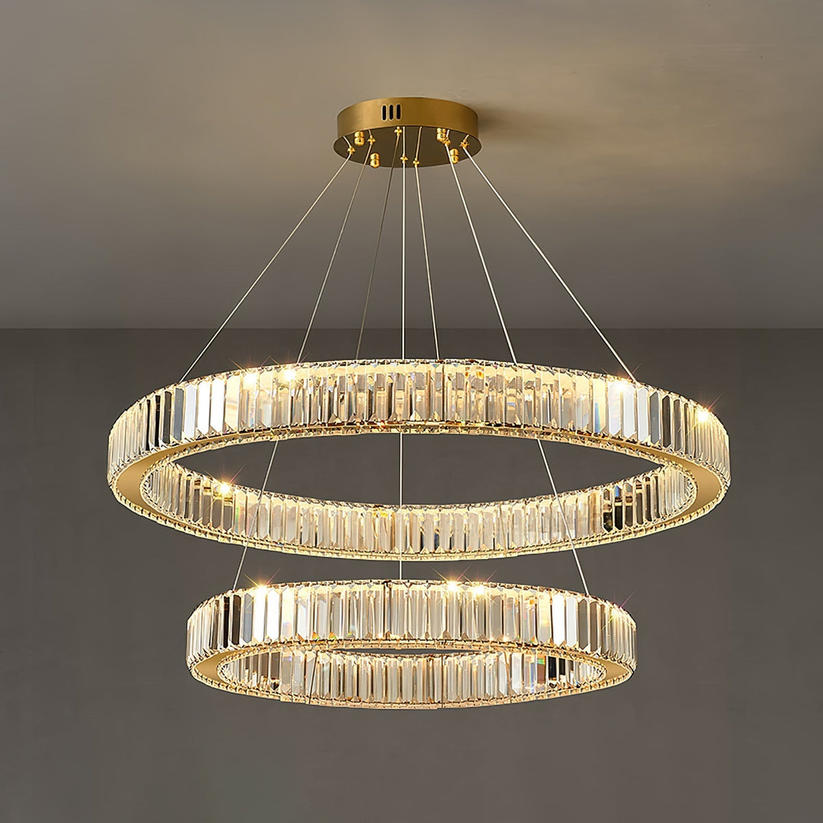 Cyrirelle candelabru auriu din cristal, în formă de inel