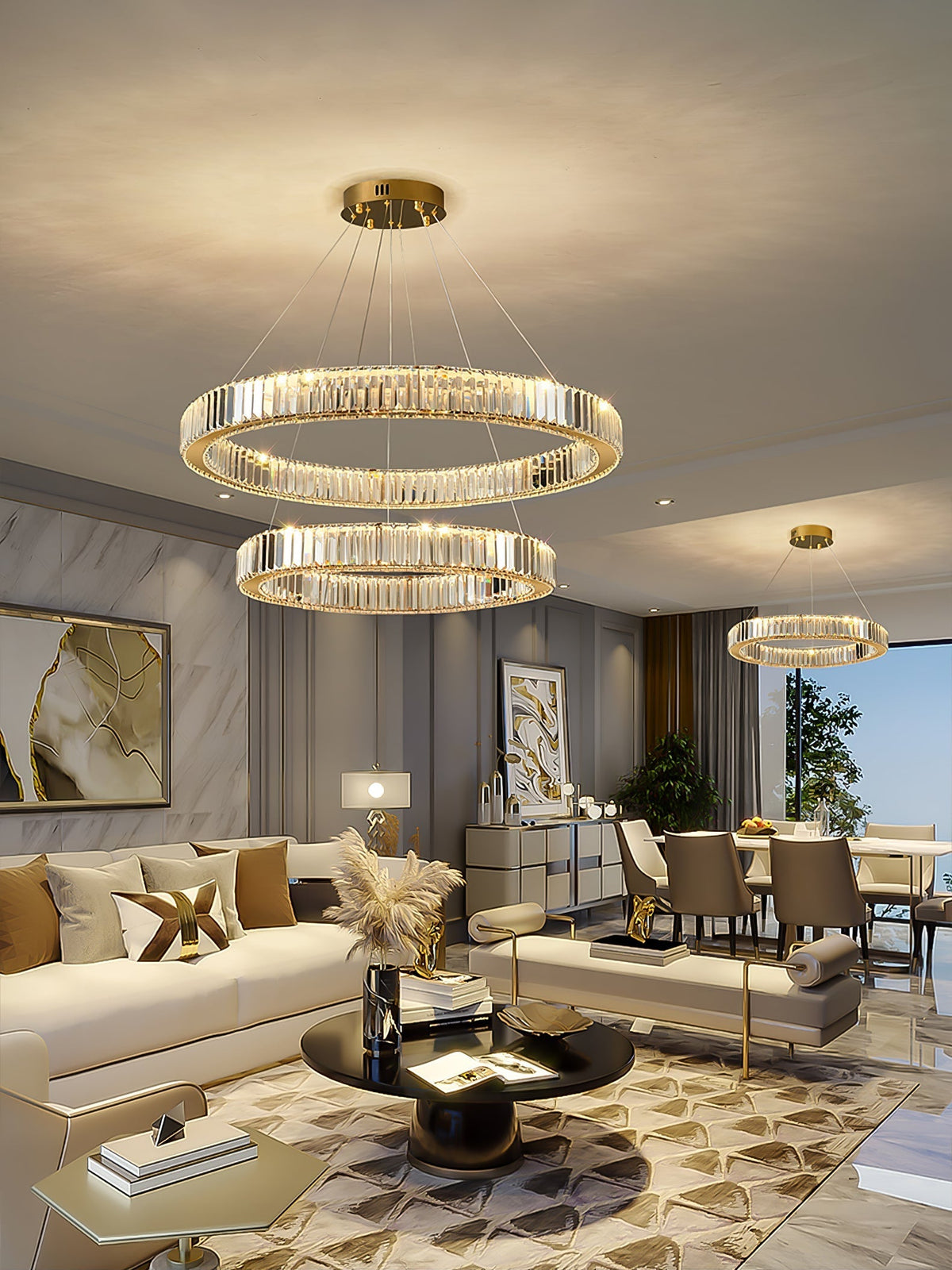 Cyrirelle candelabru auriu din cristal, în formă de inel