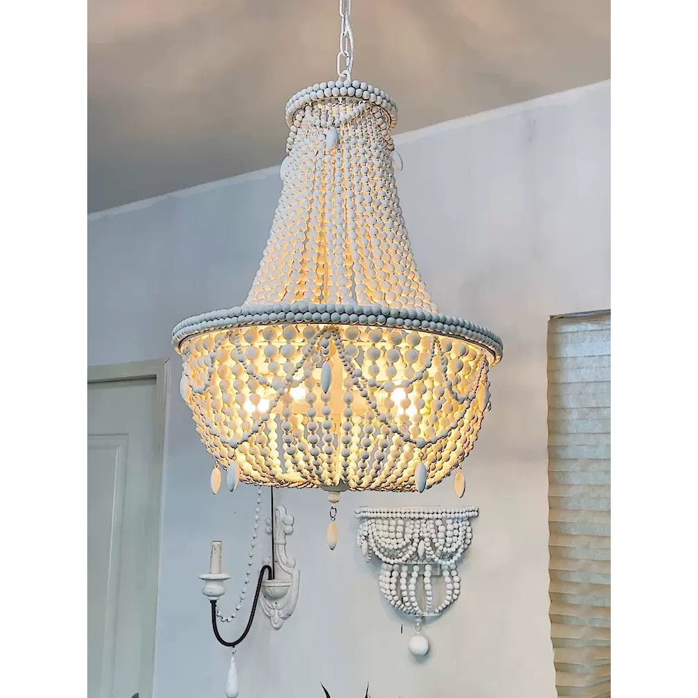 Eirikuvyu candelabru  postmodern lux cu perle metalice și lemn