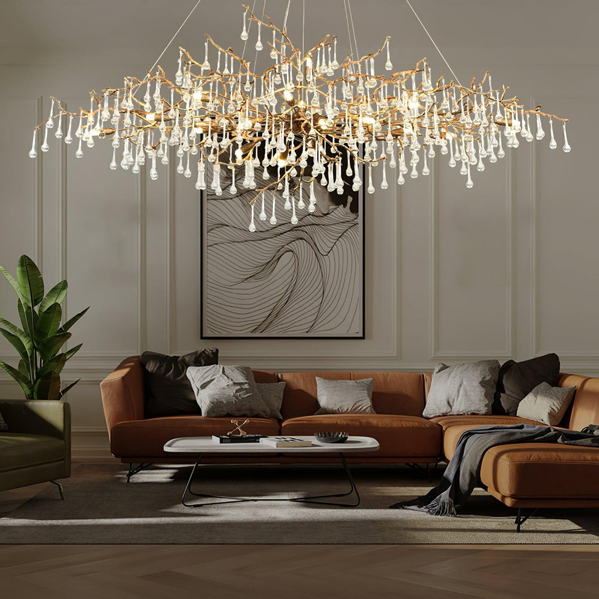 Elyeelle candelabru din alamă și cristal, cu ramuri