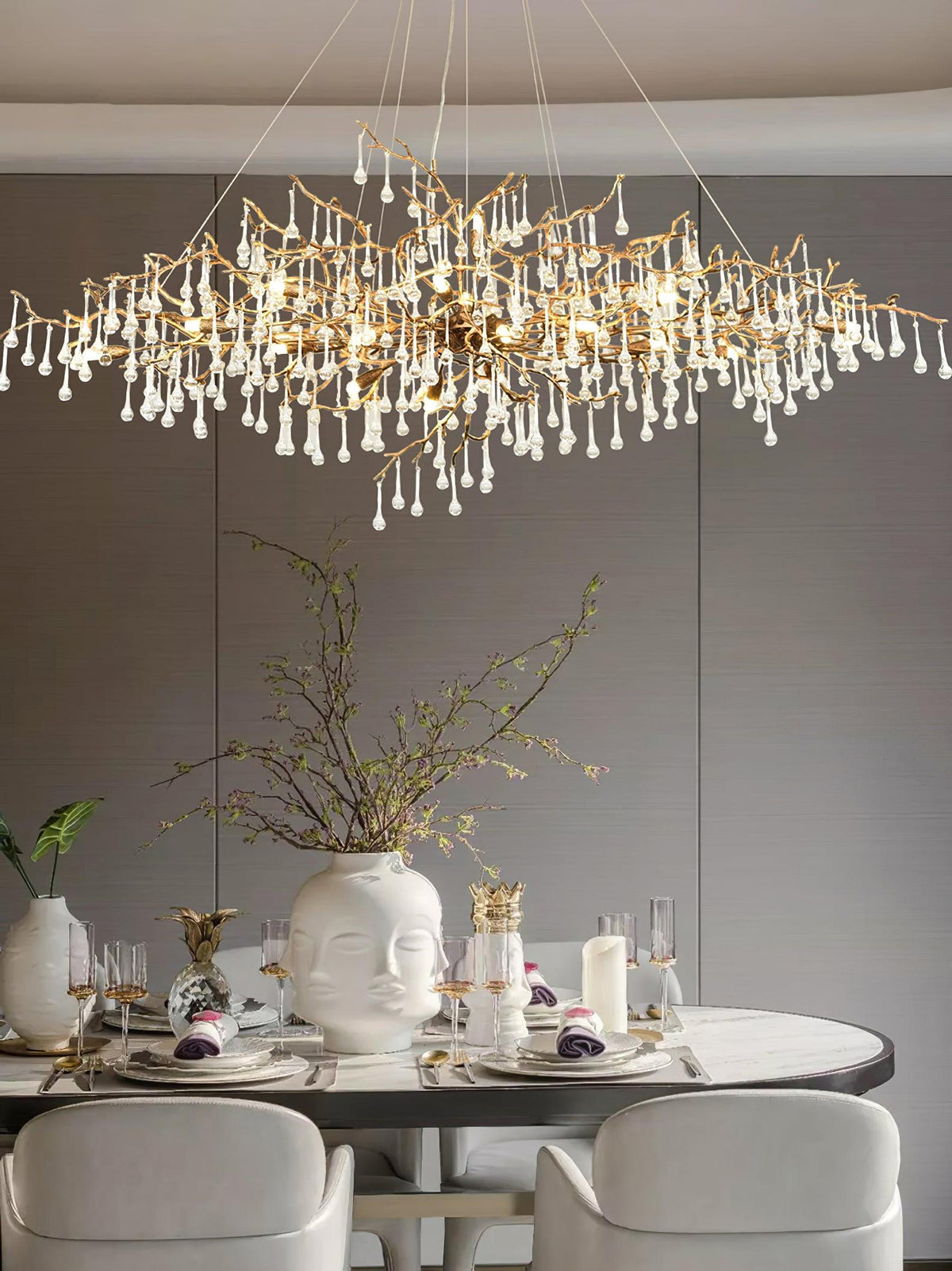 Elyeelle candelabru din alamă și cristal, cu ramuri