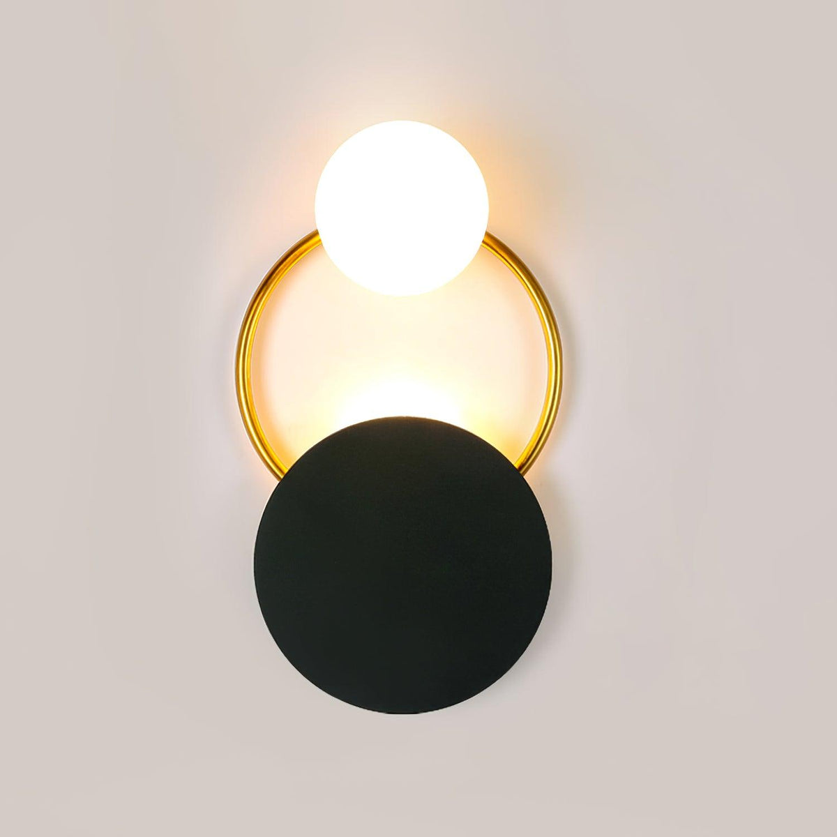 Arisha modern LED Triple Rings aplică de perete, metal/sticlă, Aur/negru, dormitor
