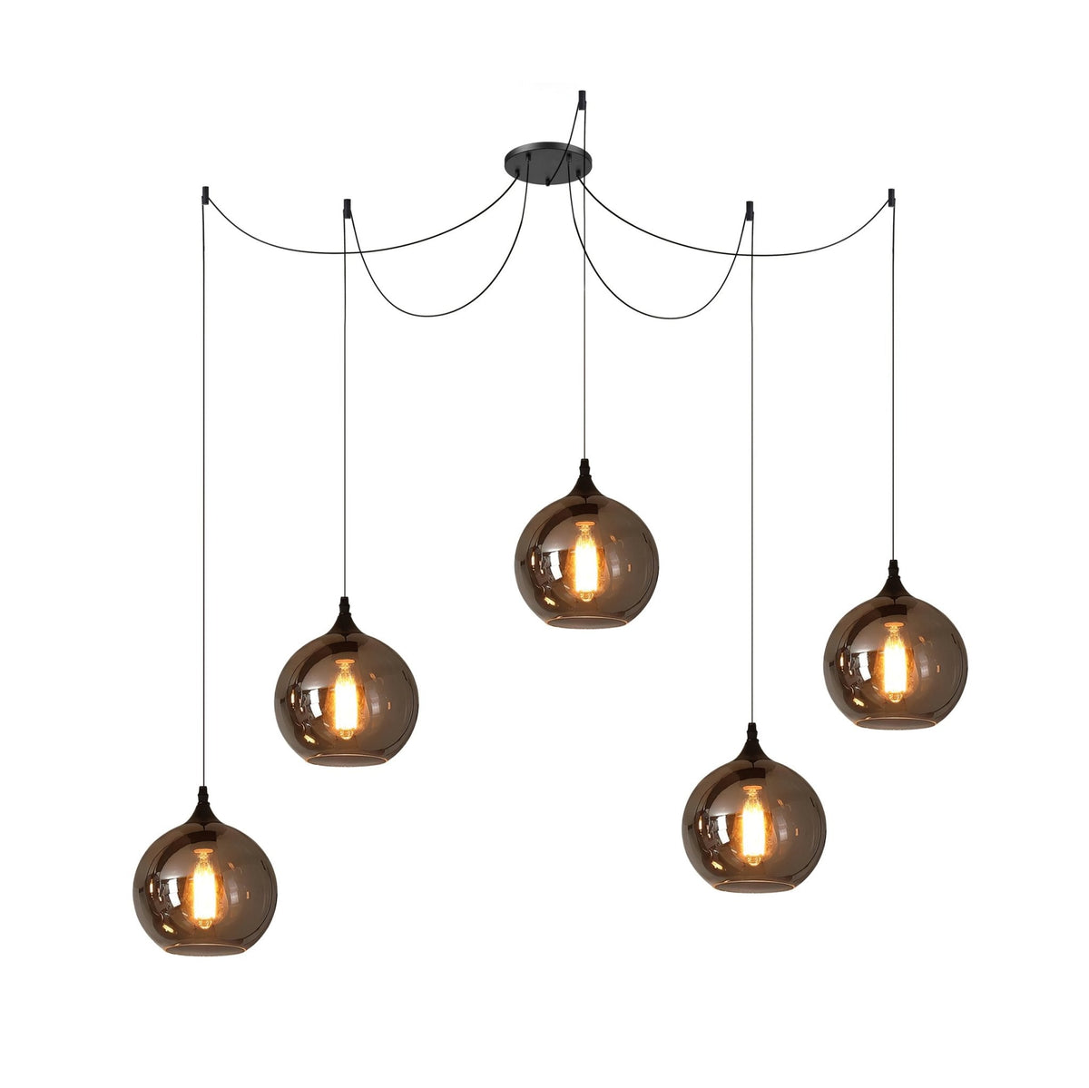 June lampă suspendată minimalistă cu Abajur din sticlă Fumurie Gri