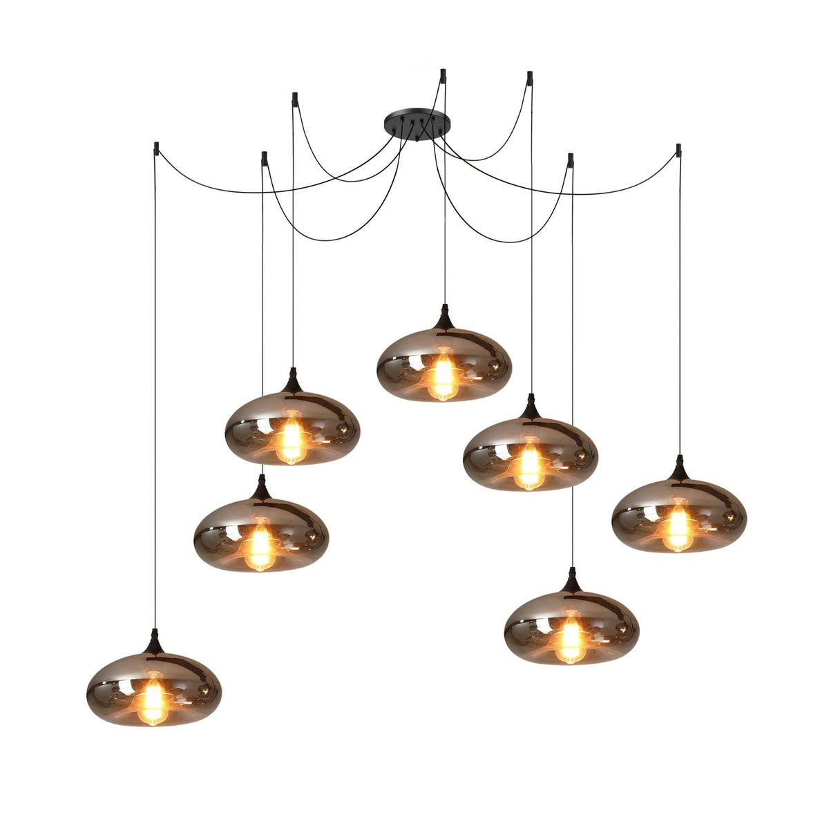 June lampă suspendată minimalistă cu Abajur din sticlă Fumurie Gri