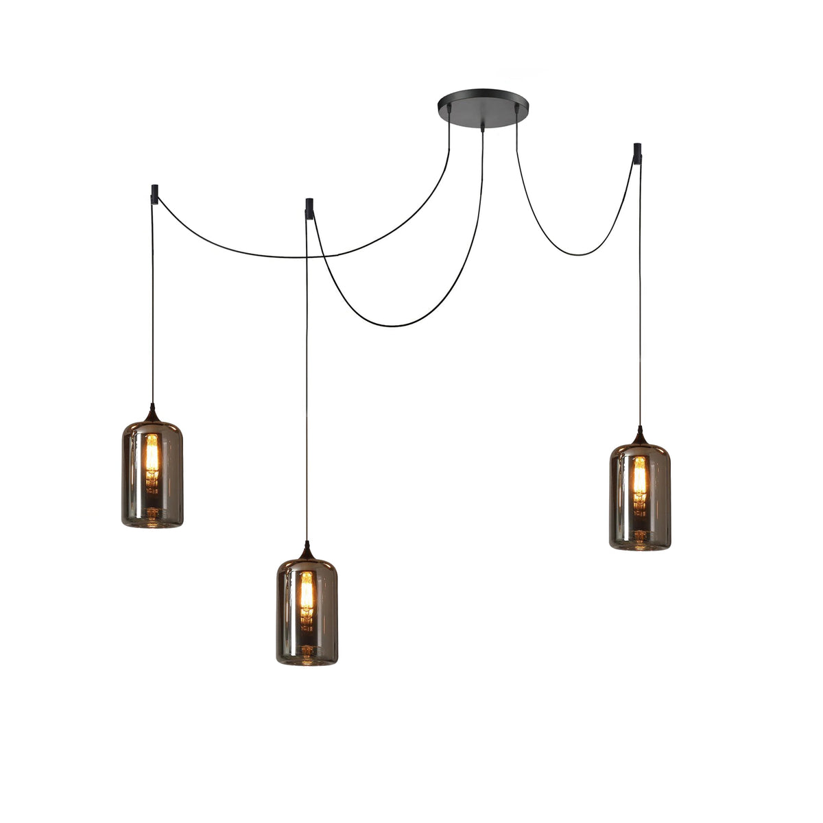 June lampă suspendată minimalistă cu Abajur din sticlă Fumurie Gri