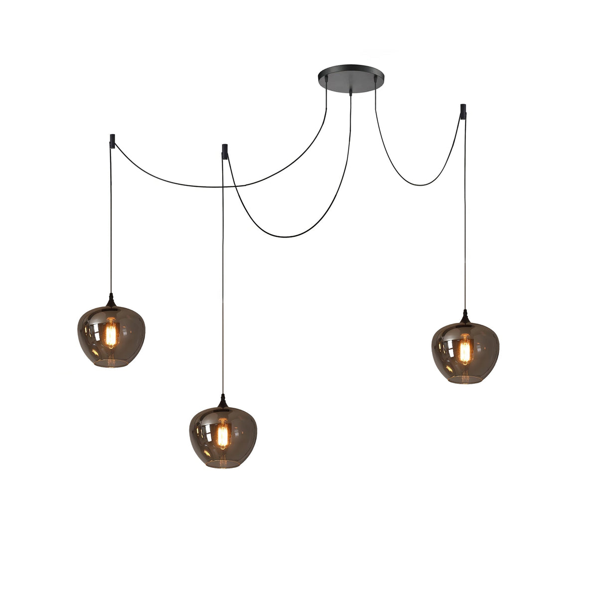 June lampă suspendată minimalistă cu Abajur din sticlă Fumurie Gri