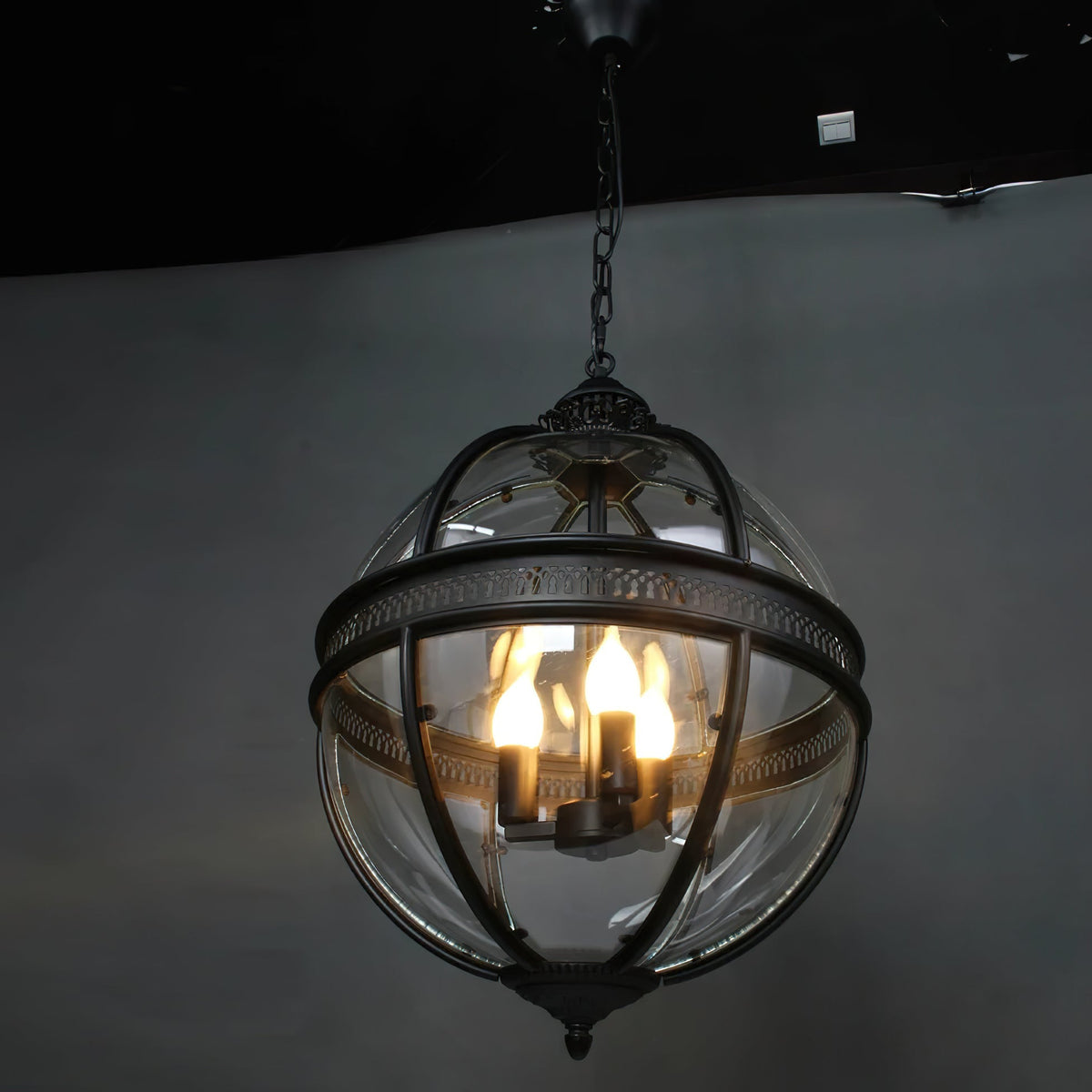 Svelte lampă suspendată din sticlă, vintage, industrială