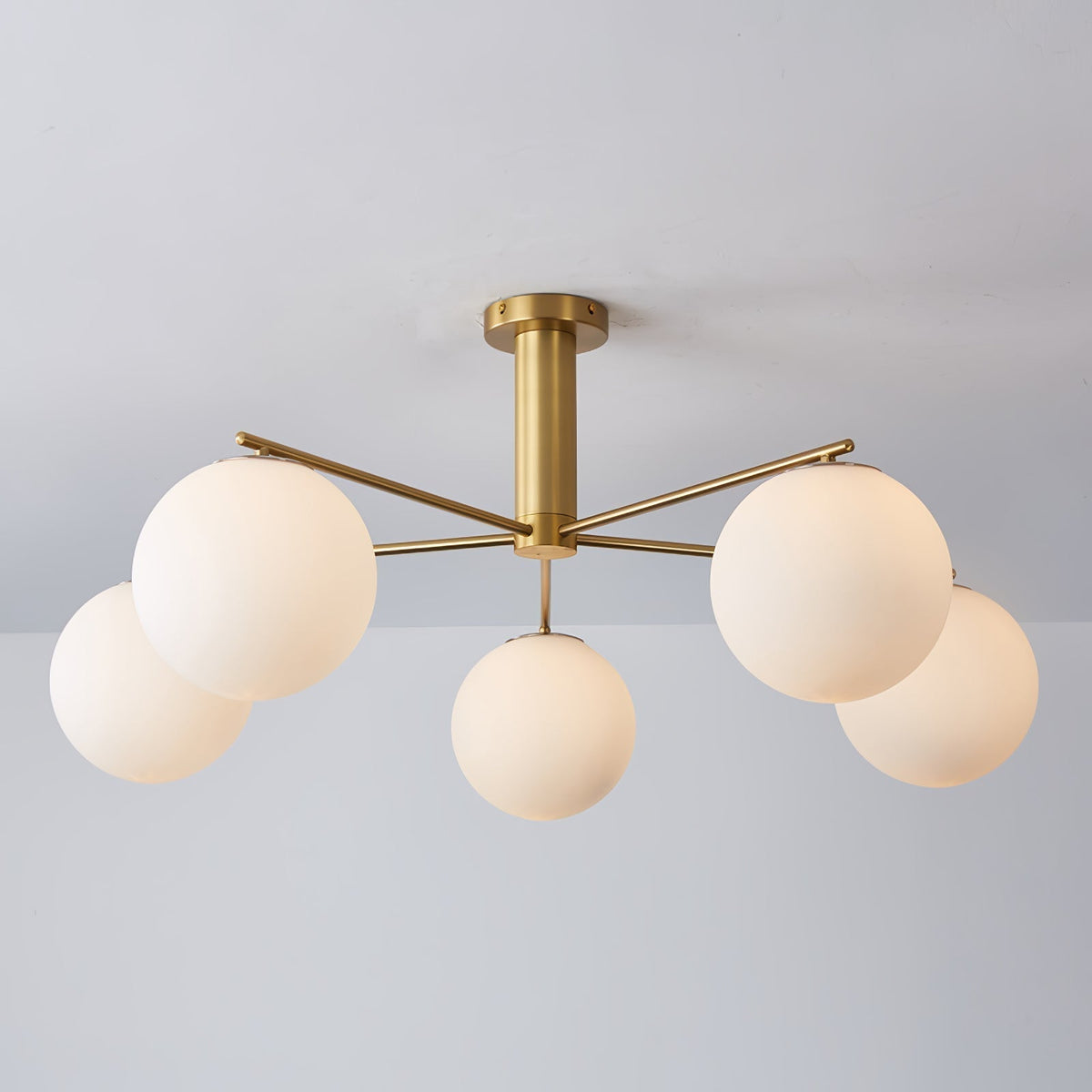 Silva lampă suspendată LED modernă metal Multi sticlă Glob Abajur alb pentru dormitor living, auriu/Nichel
