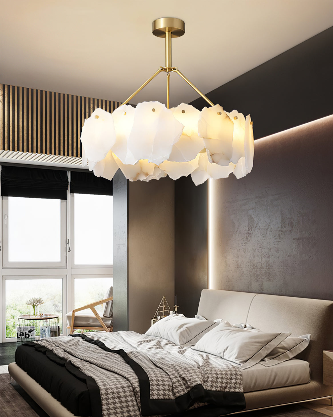 Telen candelabru cu straturi din alabastru