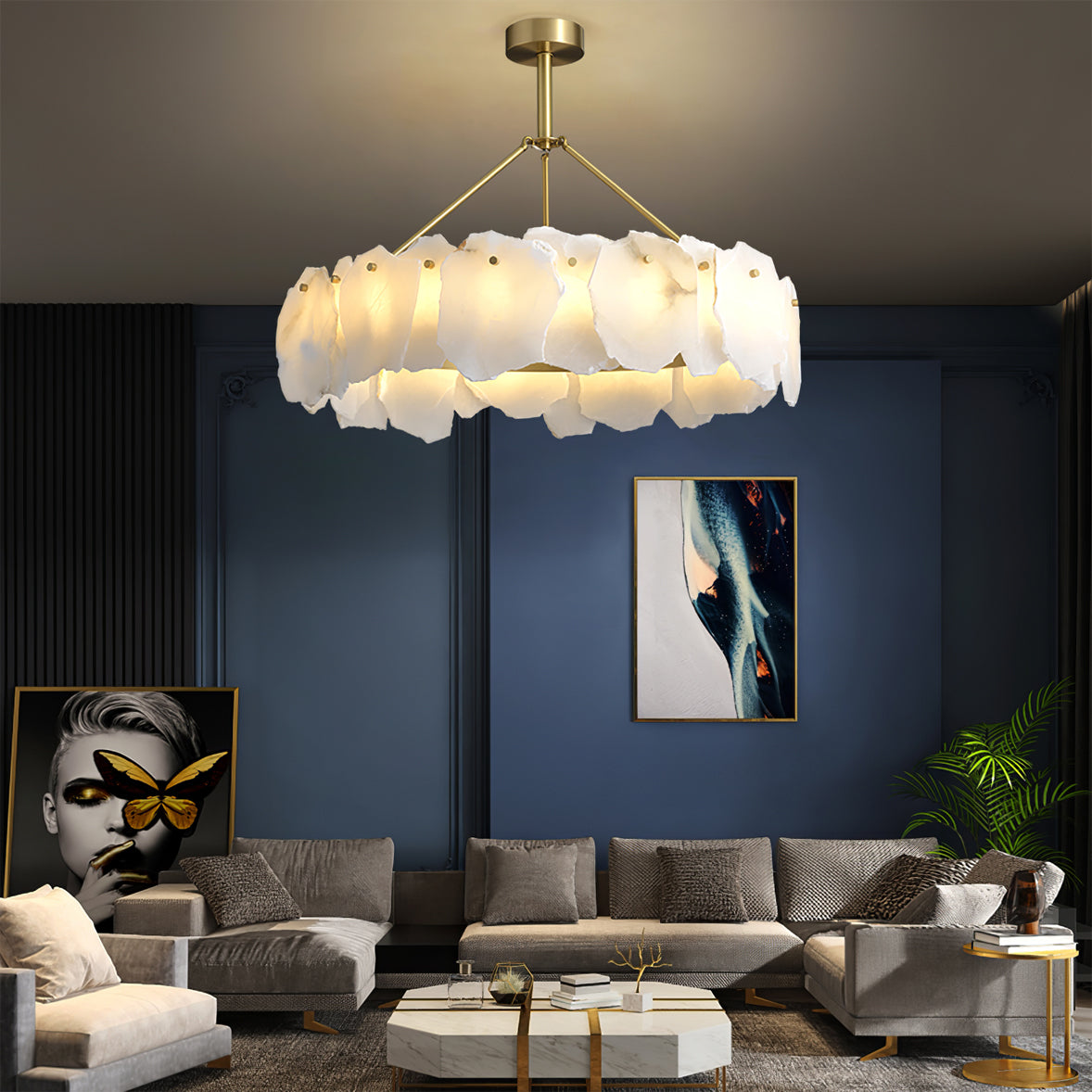 Telen candelabru cu straturi din alabastru