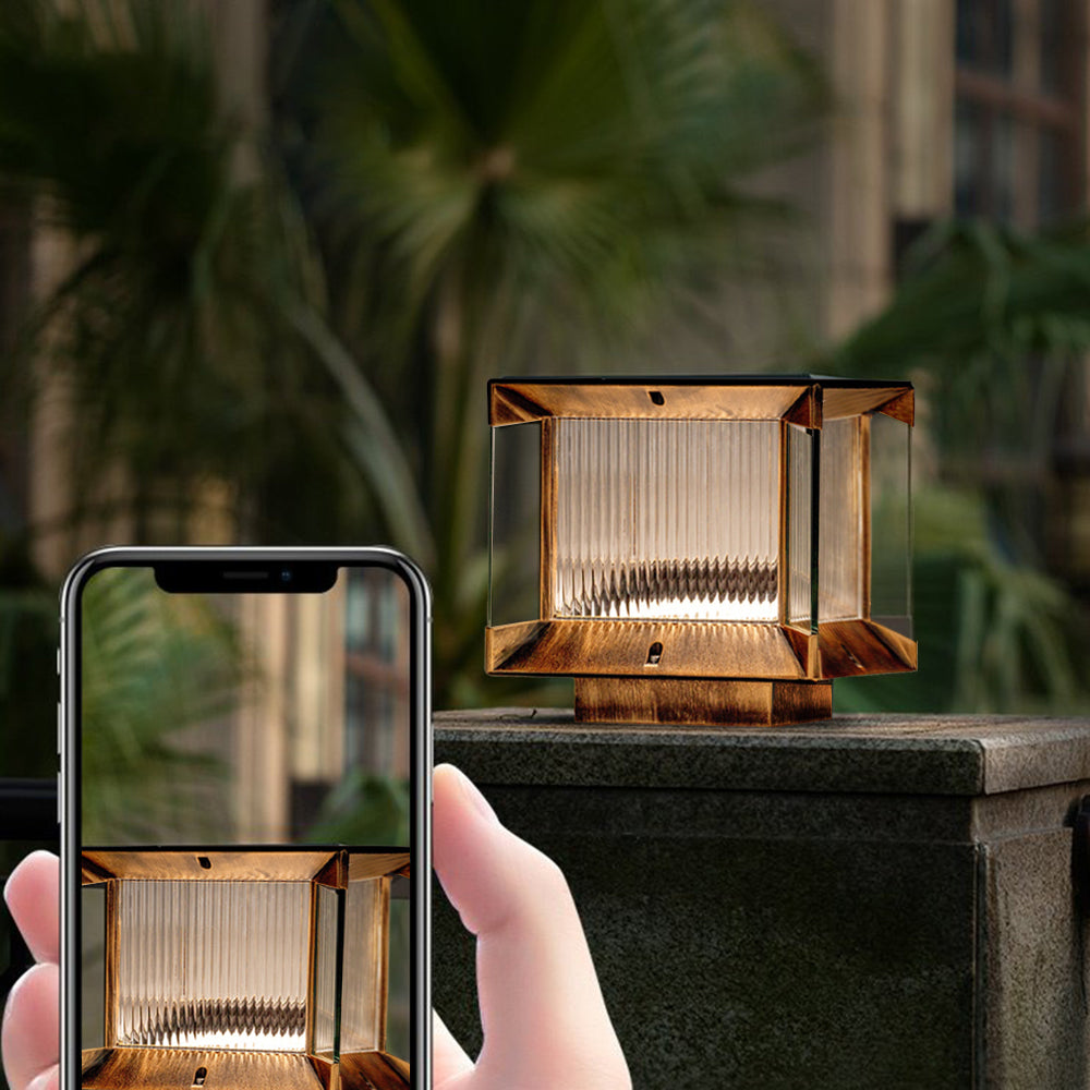 Ray modern Rectangular metal sticlă Outdoor Lamp, negru/negru-auriu