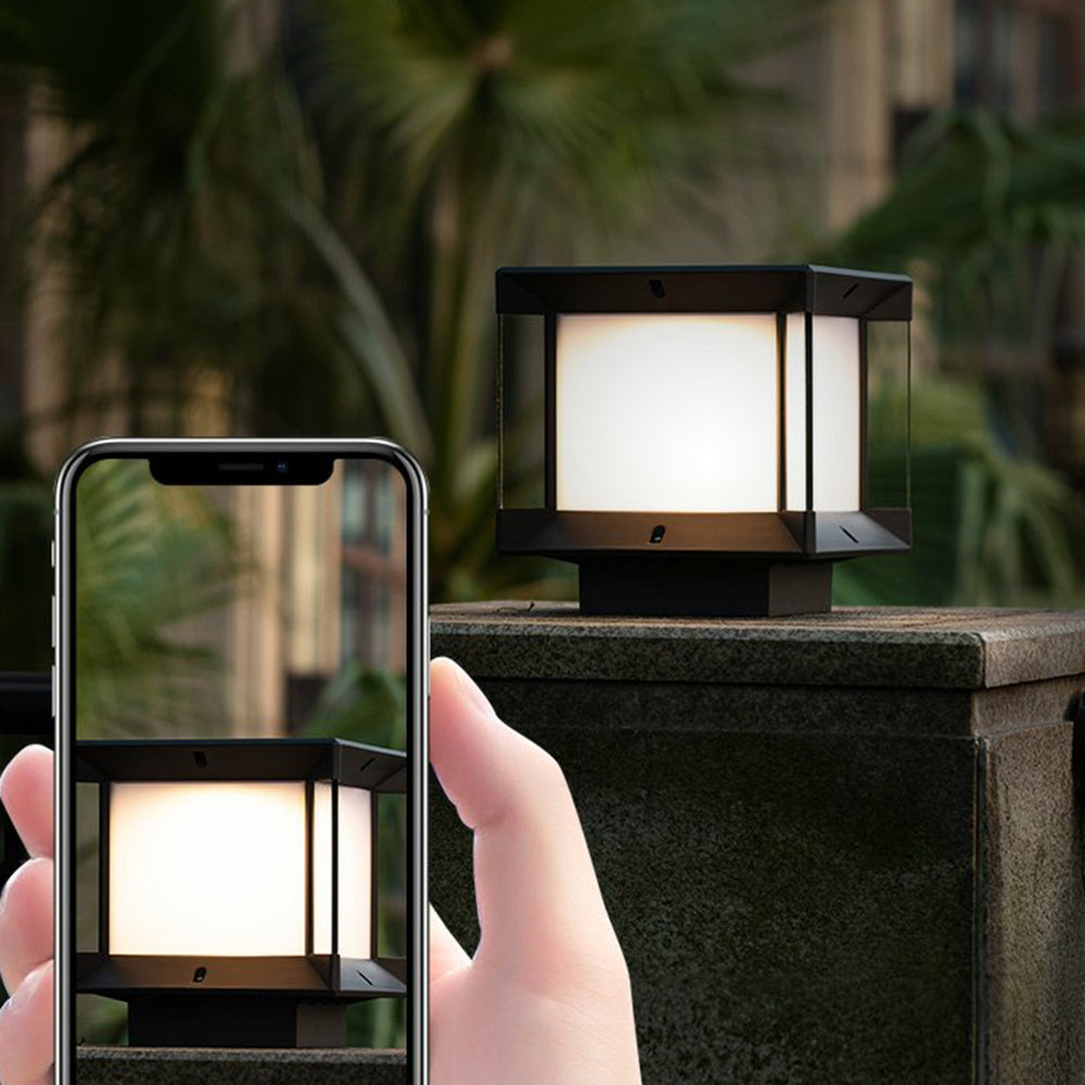 Ray modern Rectangular metal sticlă Outdoor Lamp, negru/negru-auriu
