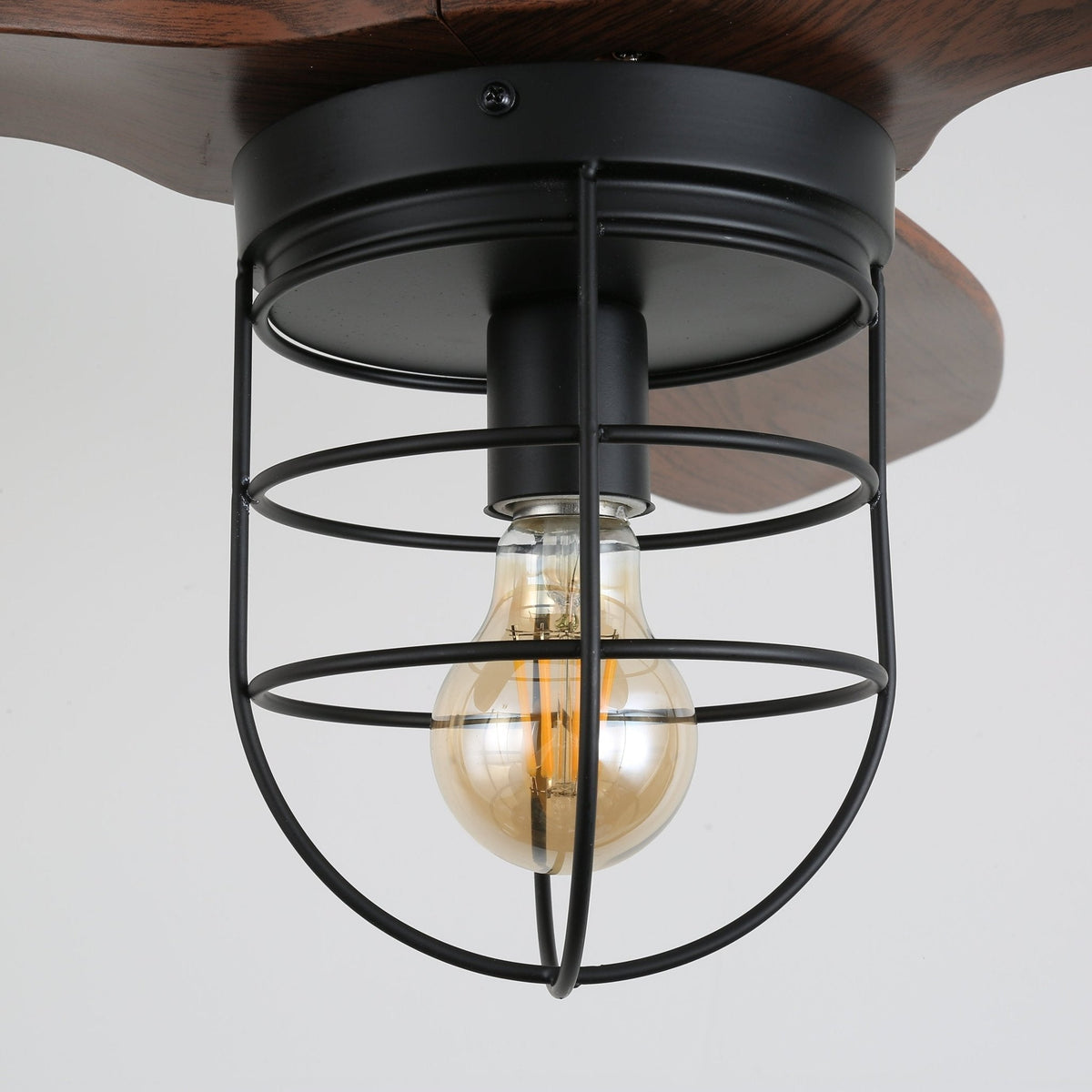 Brisora ventilator de tavan cu lumină din lemn, industrial