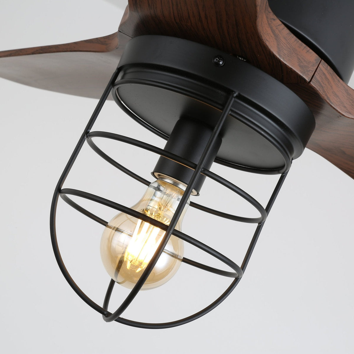 Brisora ventilator de tavan cu lumină din lemn, industrial
