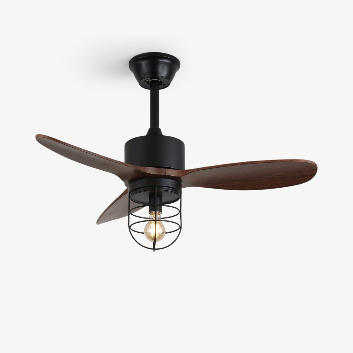 Brisora ventilator de tavan cu lumină din lemn, industrial