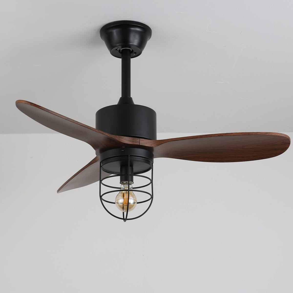 Brisora ventilator de tavan cu lumină din lemn, industrial