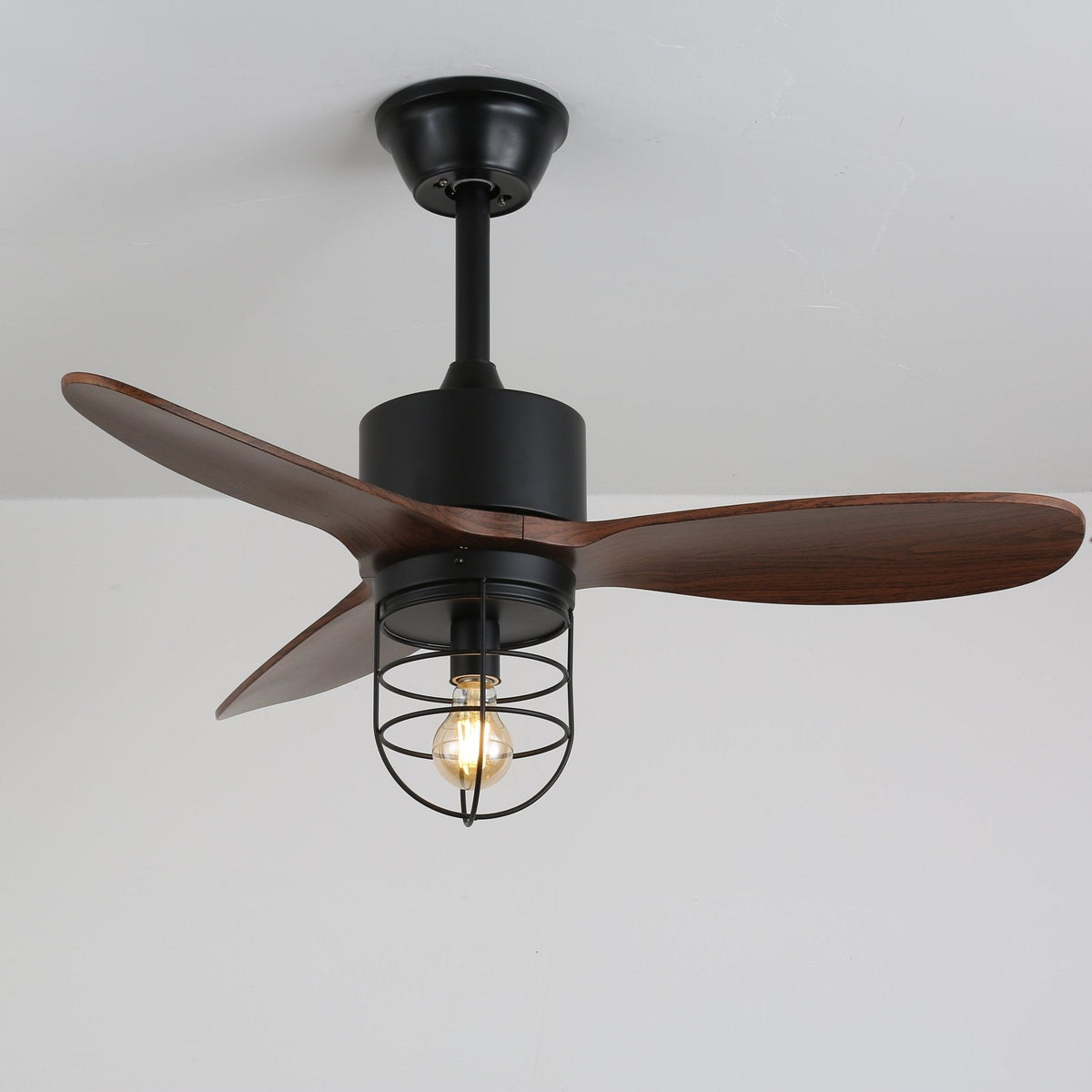 Brisora ventilator de tavan cu lumină din lemn, industrial