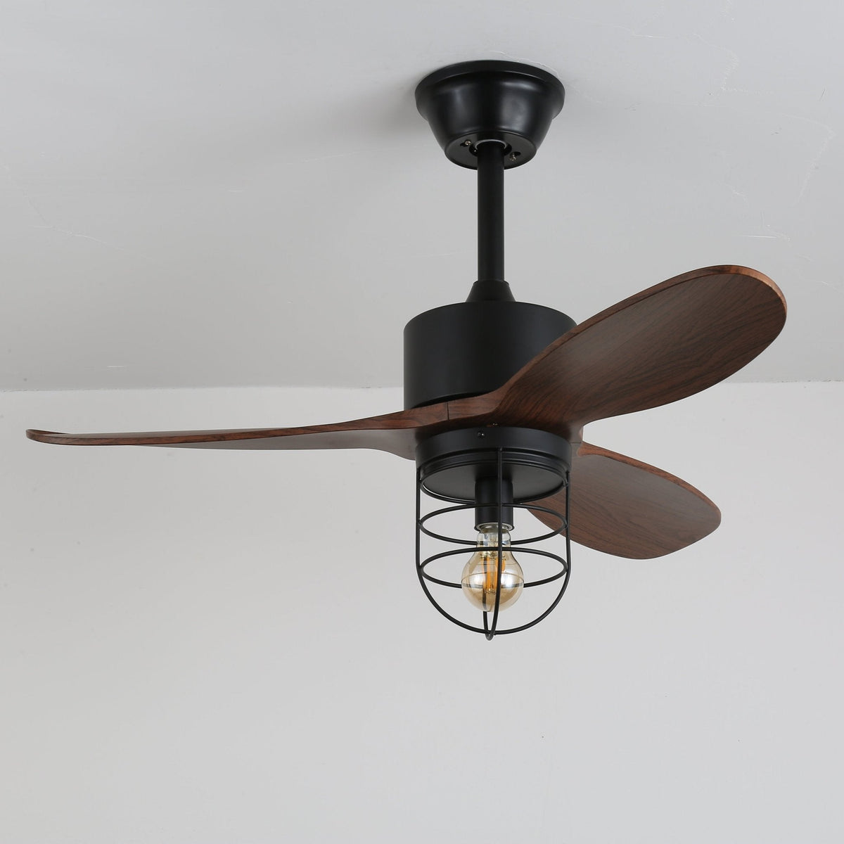 Brisora ventilator de tavan cu lumină din lemn, industrial