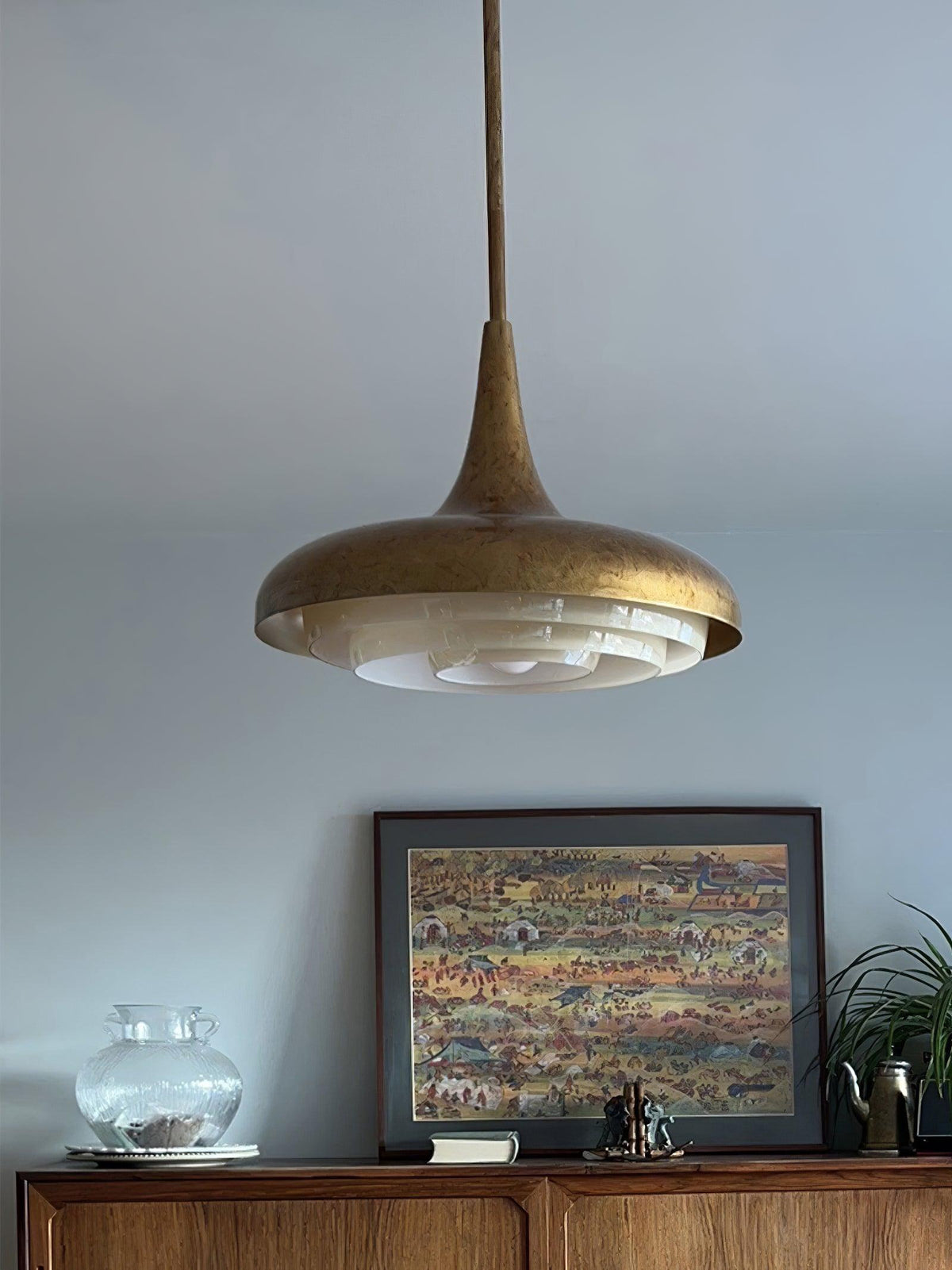 Liorinine lampă suspendată în stil modernist de la mijlocul secolului, modernă din sticlă