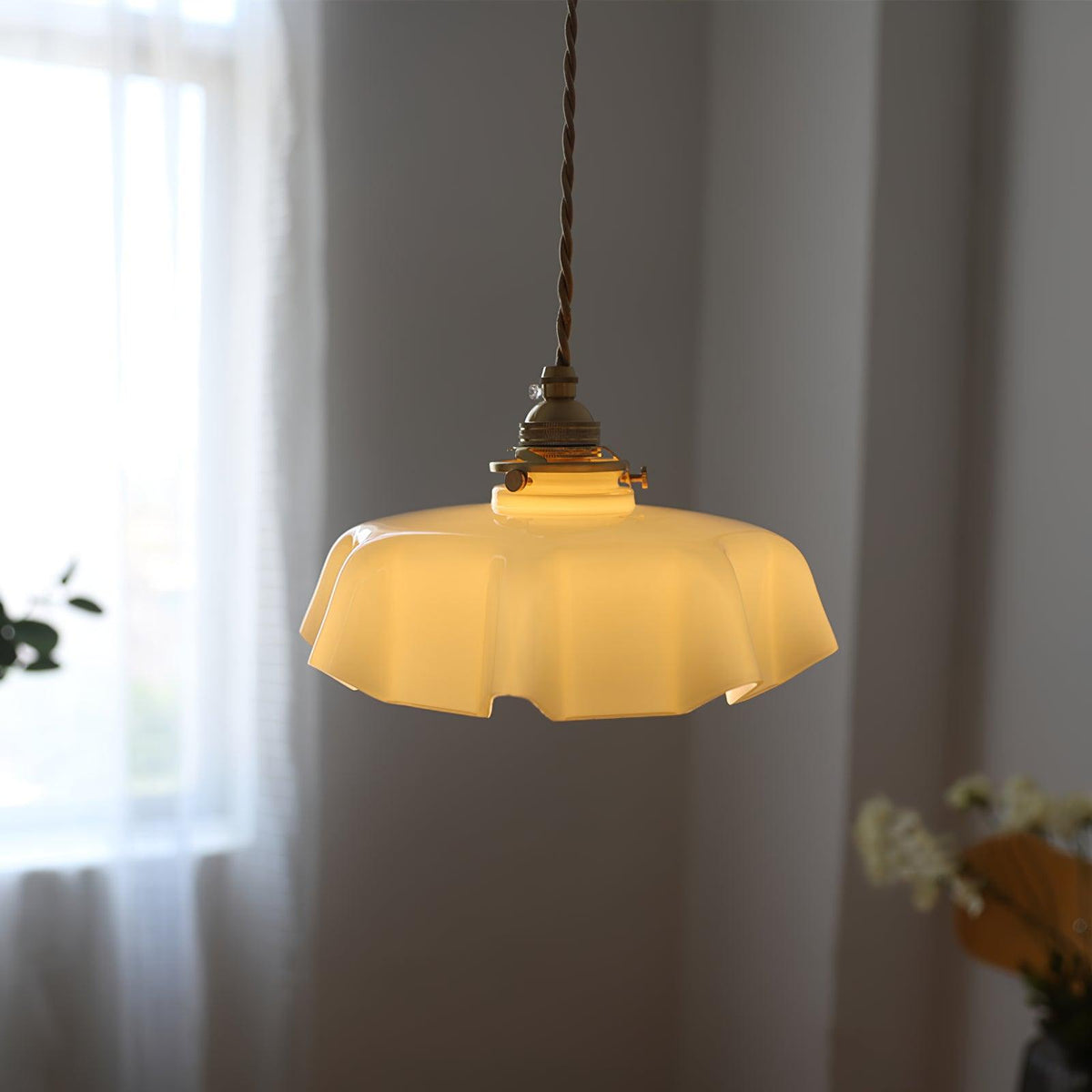 Civen lampă suspendată, rustică, cu margine ondulată