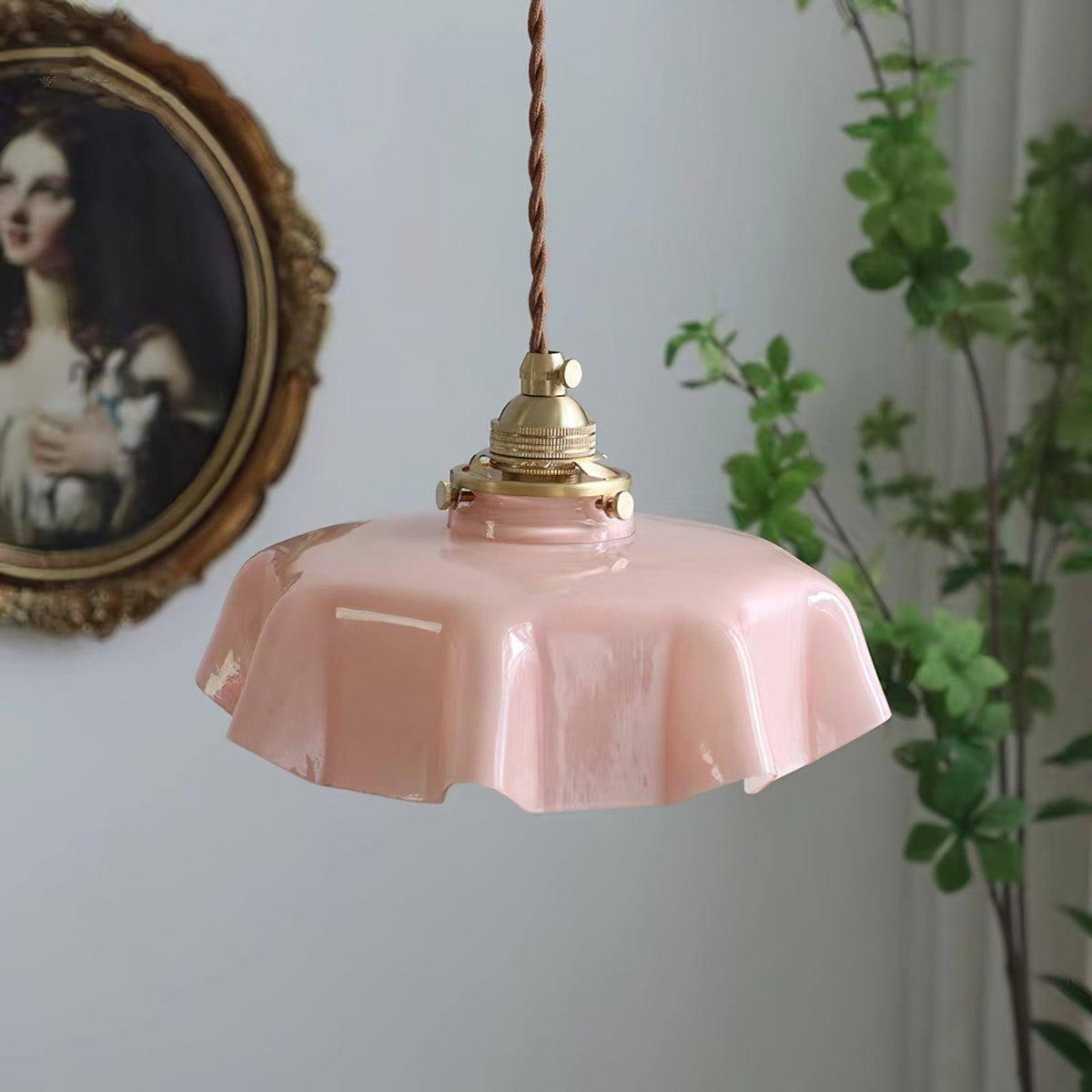Civen lampă suspendată, rustică, cu margine ondulată